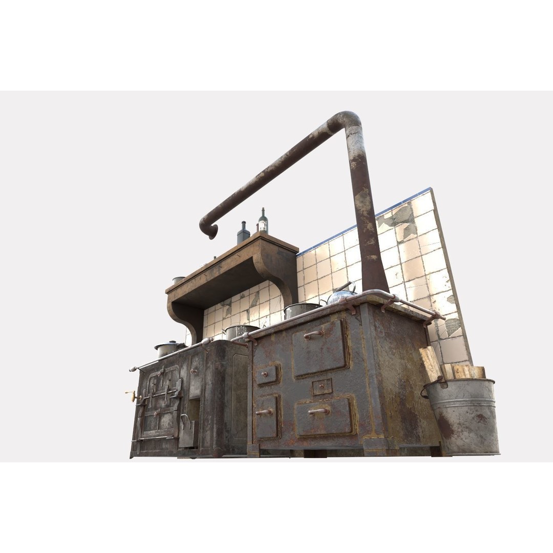 Old Stoves and Kitchenware 3D Model – Realistic PBR Asset, FBX & OBJ - View 8