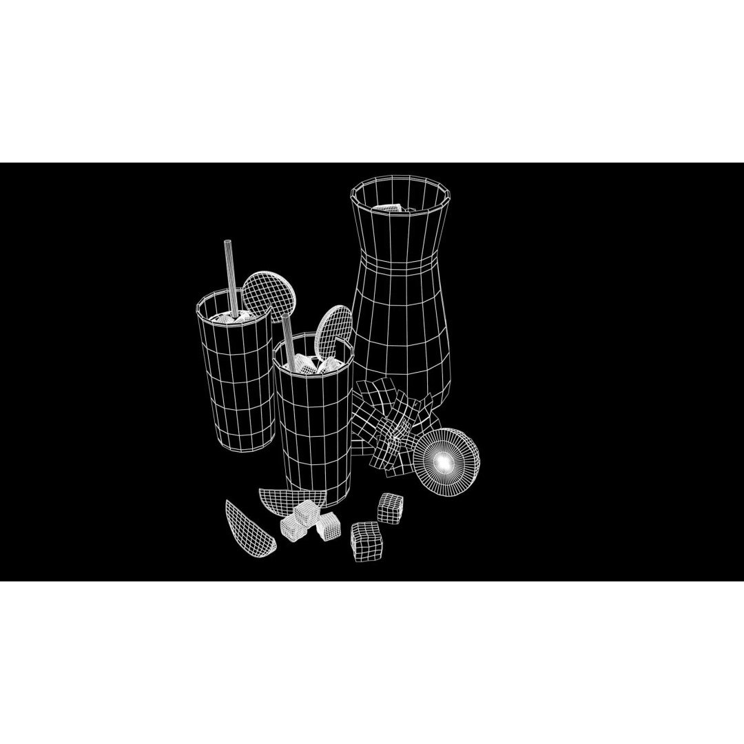 Cold Mojito Juice 3D Model – Realistic Beverage Scene, FBX, OBJ