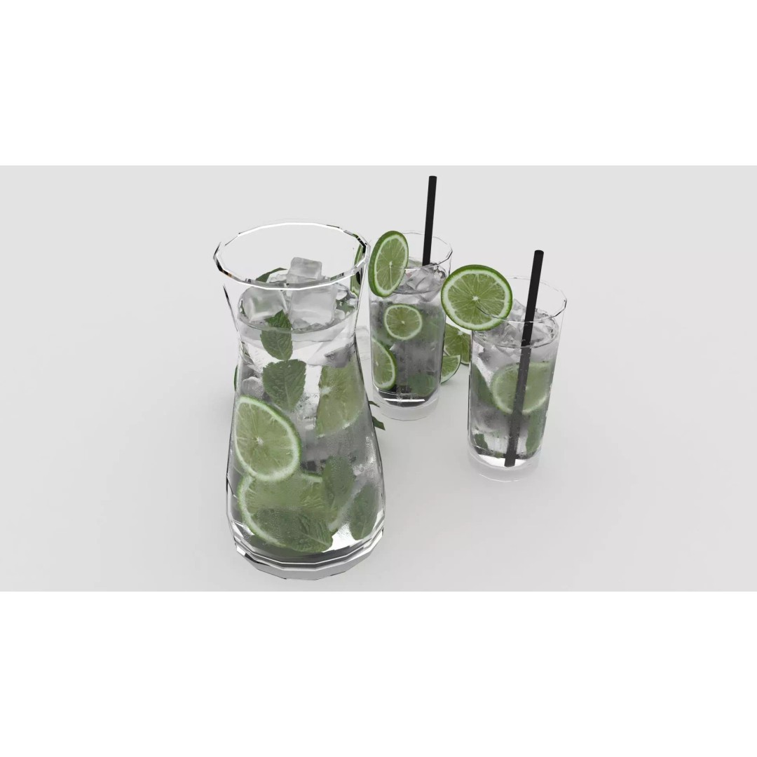 Cold Mojito Juice 3D Model – Realistic Beverage Scene, FBX, OBJ - View 17