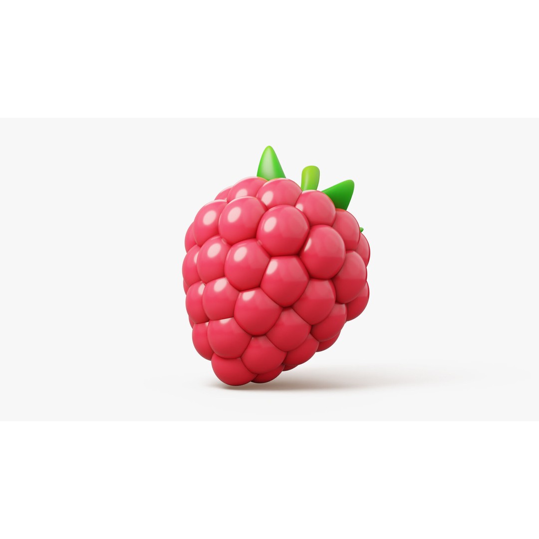 Raspberry 3D Model – Stylized Cartoon Fruit with PBR Textures - View 3