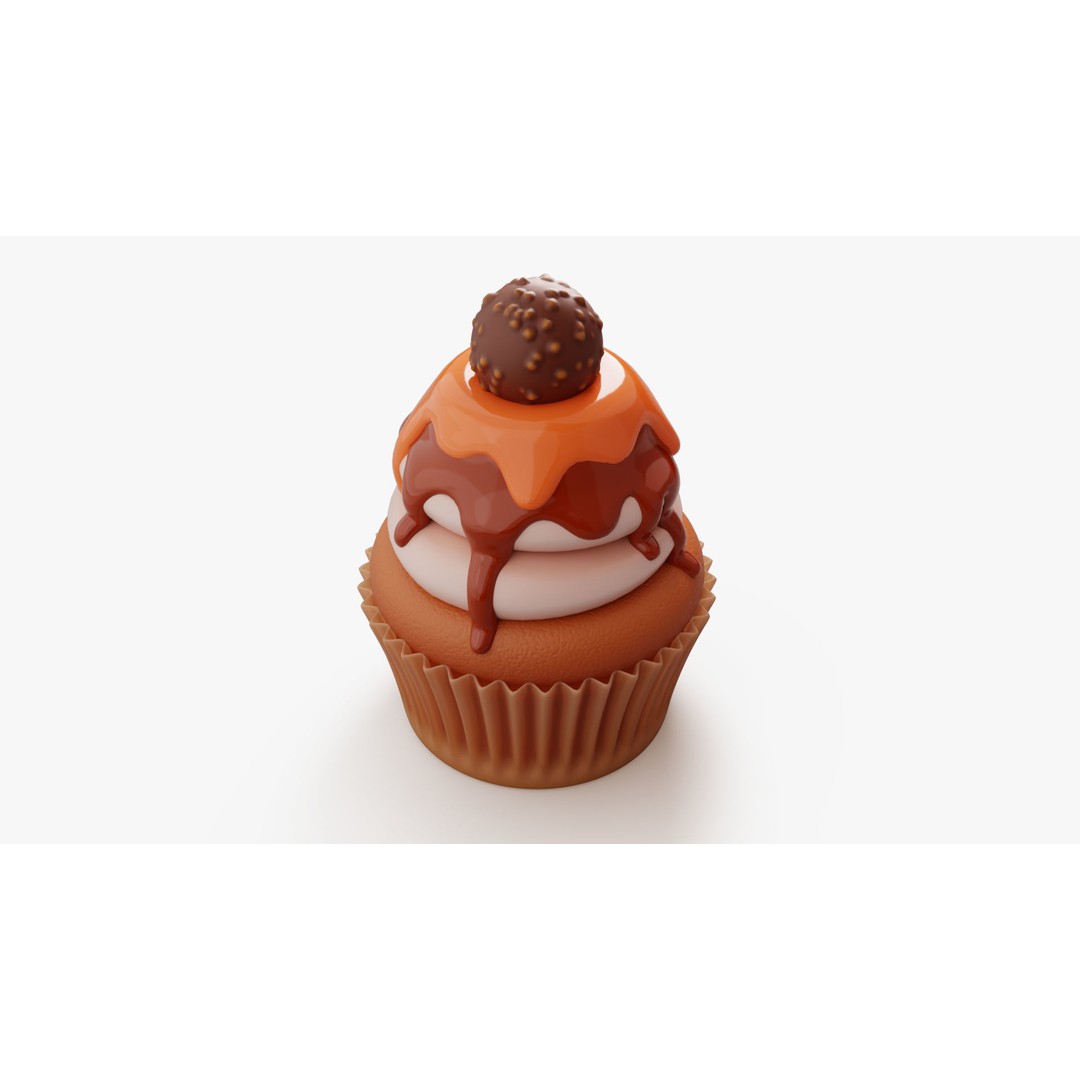 Caramel Cupcake 3D Model – Stylized Dessert with PBR Textures - View 6