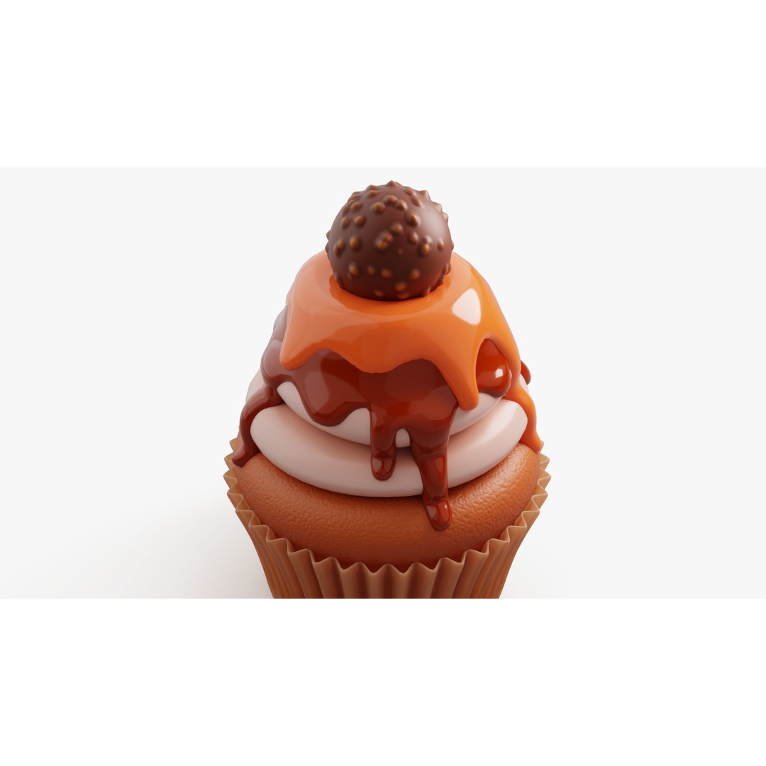 Caramel Cupcake 3D Model – Stylized Dessert with PBR Textures - View 7