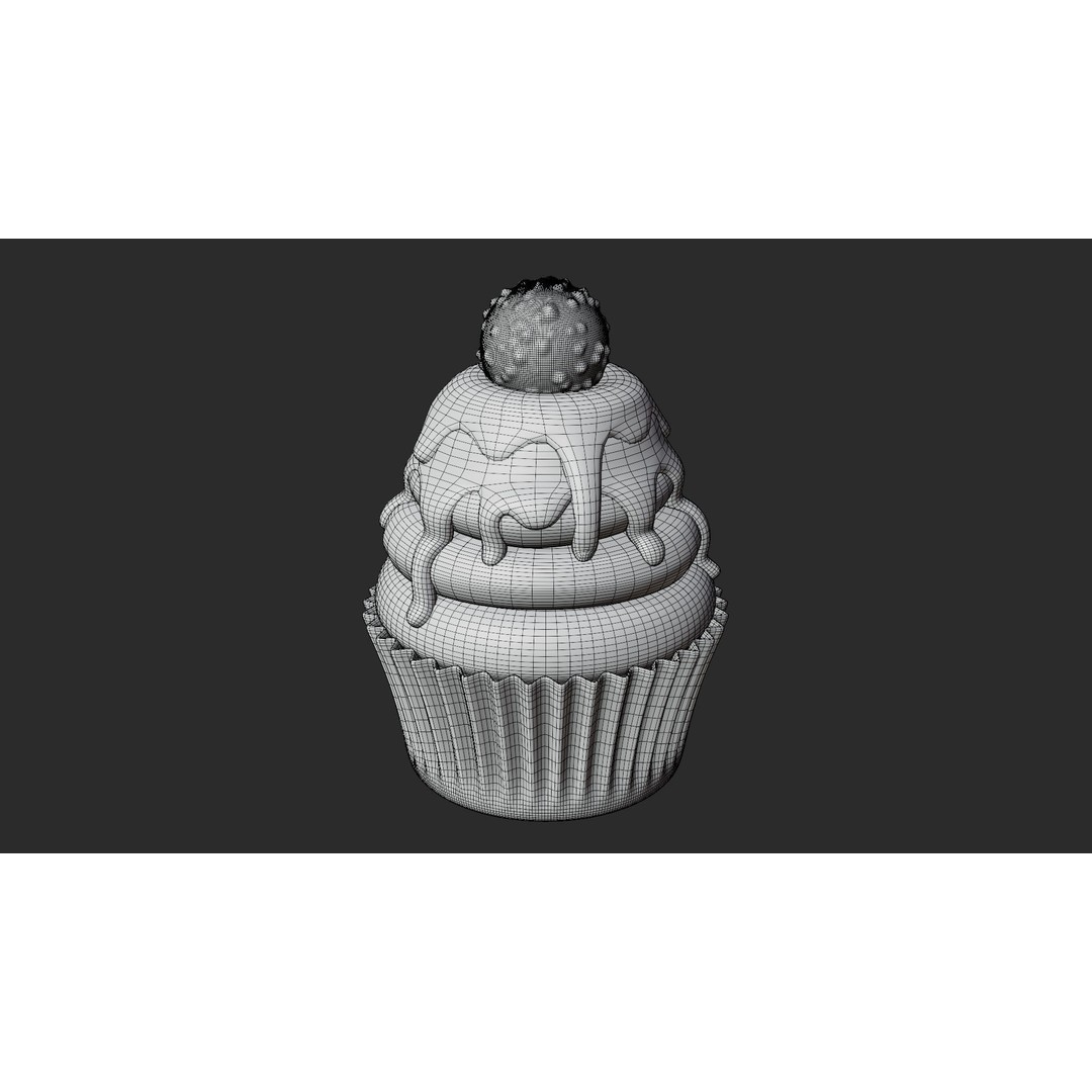 Caramel Cupcake 3D Model – Stylized Dessert with PBR Textures - View 8