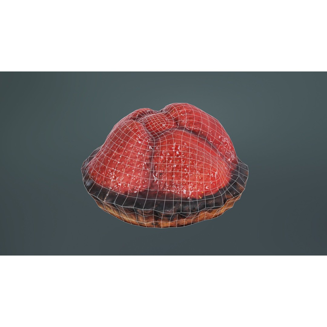 Strawberry Cake 3D Model – Low Poly PBR Food Asset, Blender & FBX - View 11