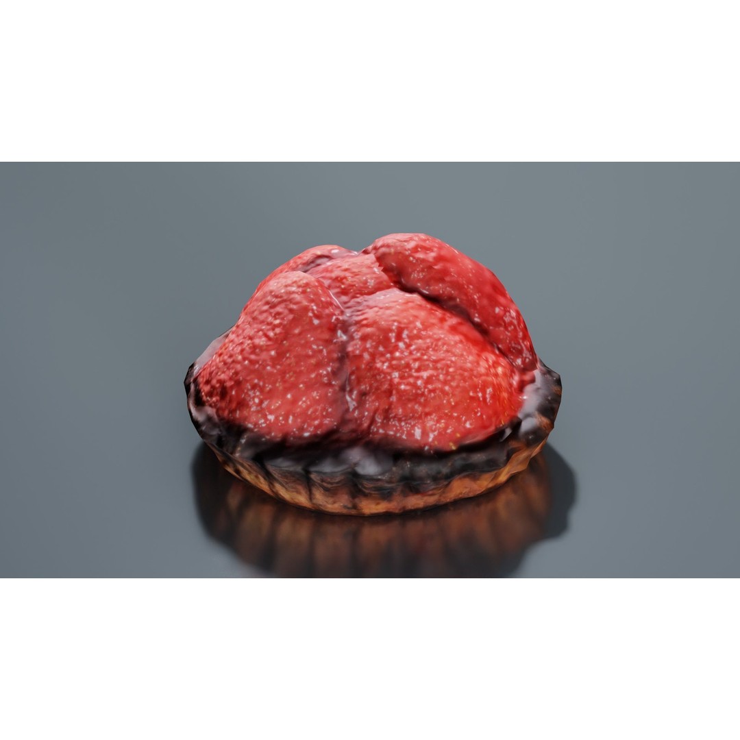 Strawberry Cake 3D Model – Low Poly PBR Food Asset, Blender & FBX - View 3