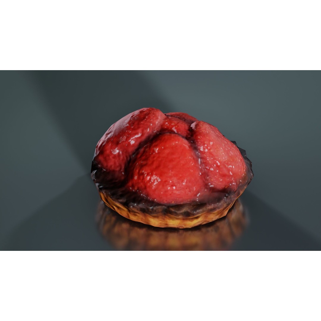 Strawberry Cake 3D Model – Low Poly PBR Food Asset, Blender & FBX - View 4