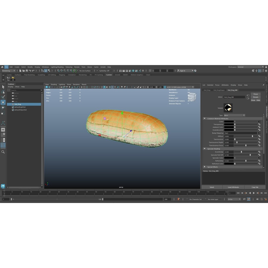 Hot Dog Bun 3D Model – Low Poly PBR Game Asset, FBX, OBJ