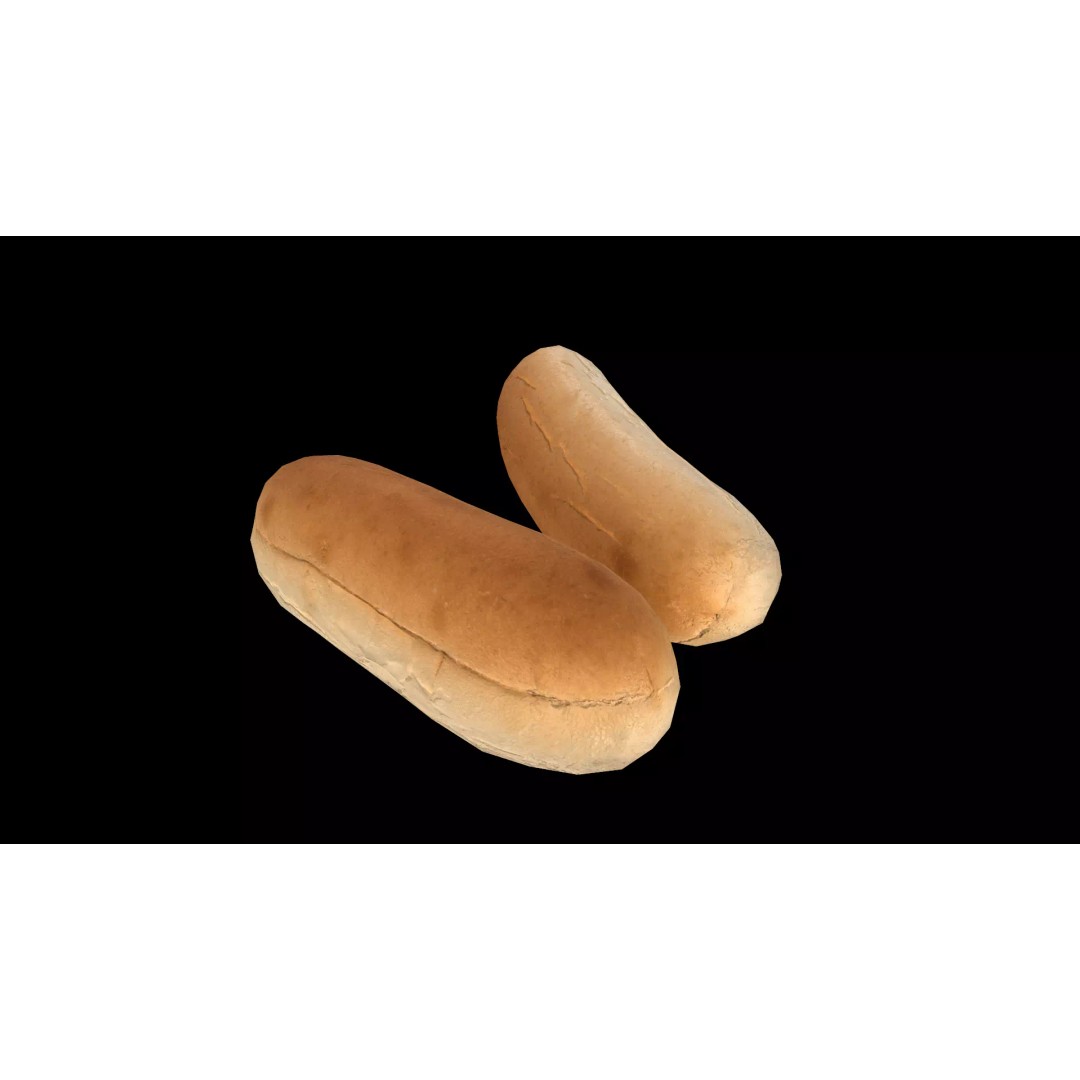 Hot Dog Bun 3D Model – Low Poly PBR Game Asset, FBX, OBJ - View 2