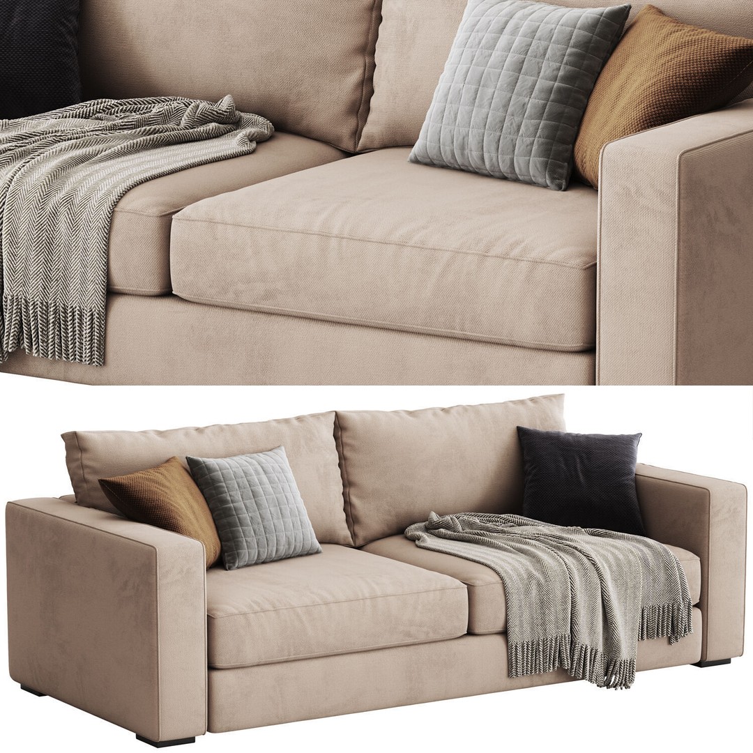 Sofa and Armchair Collection 3D Model – Modern Furniture Set, FBX, OBJ - View 10