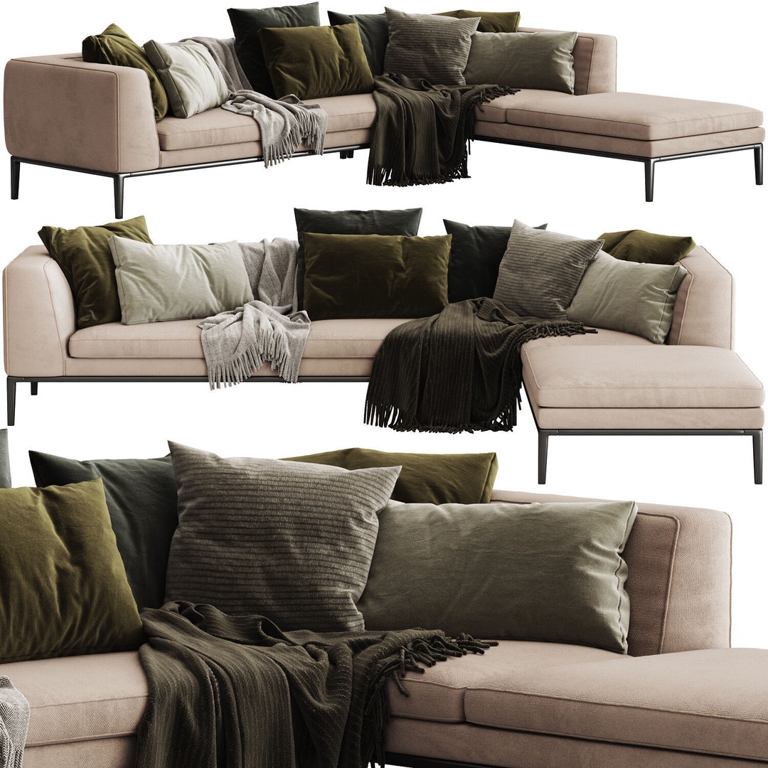 Sofa and Armchair Collection 3D Model – Modern Furniture Set, FBX, OBJ - View 34