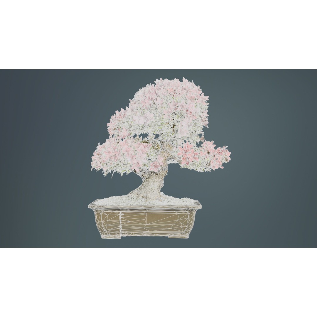 Satsuki Azalea 3D Model – Low Poly Bonsai Tree with PBR Textures - View 11