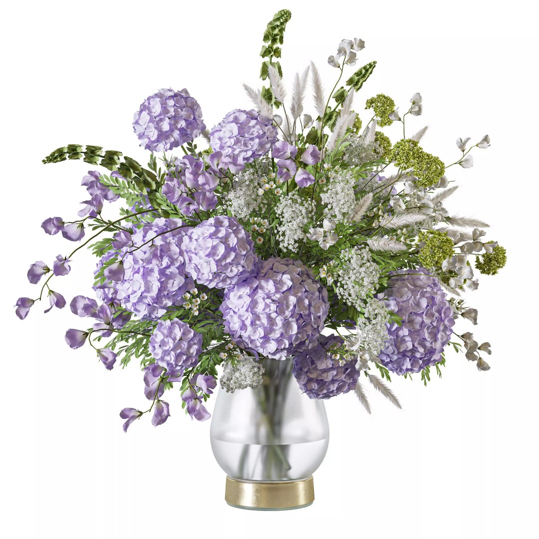 Lavender Mist Flower Set 133 3D Model – Garden Elegance, FBX, OBJ - View 2