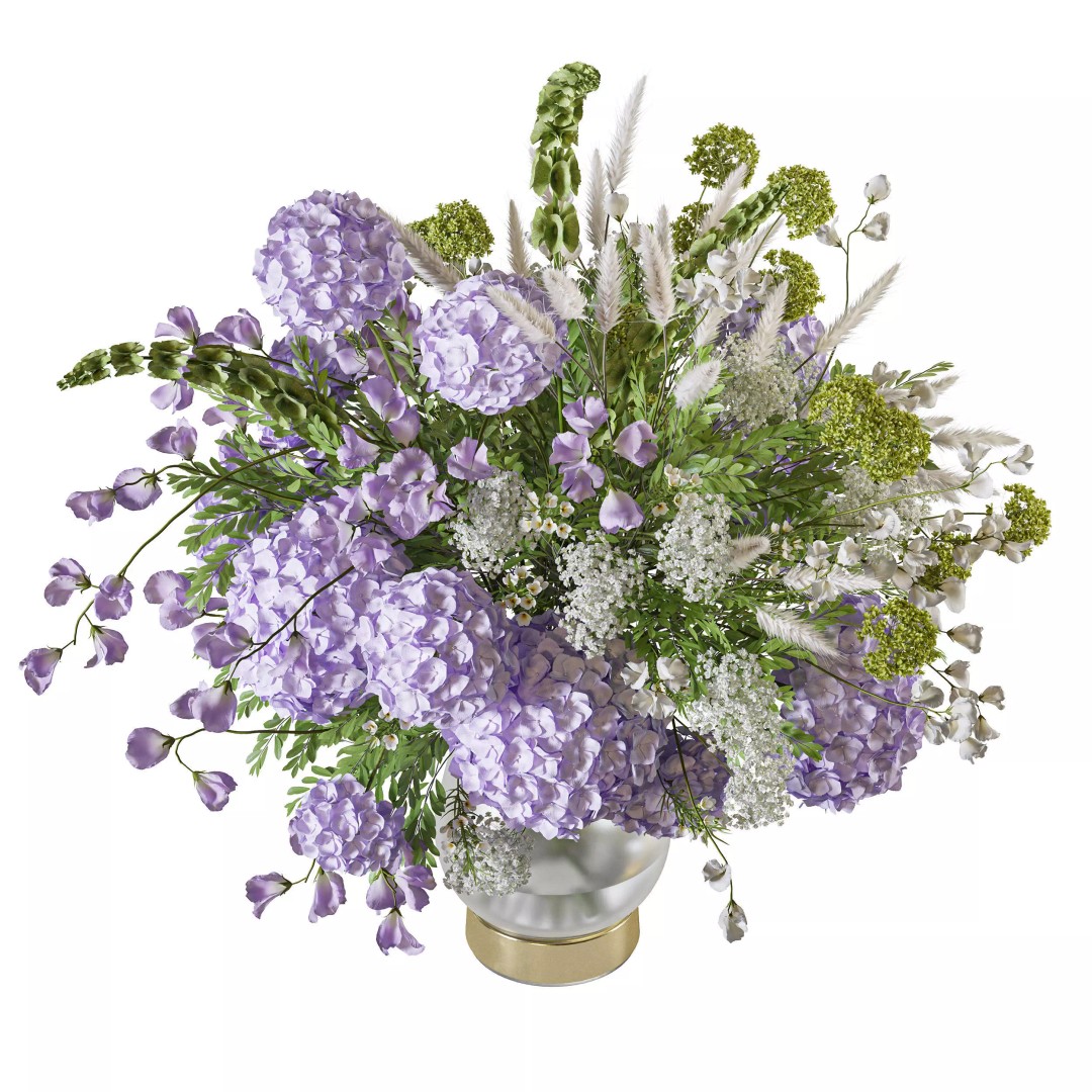 Lavender Mist Flower Set 133 3D Model – Garden Elegance, FBX, OBJ - View 3