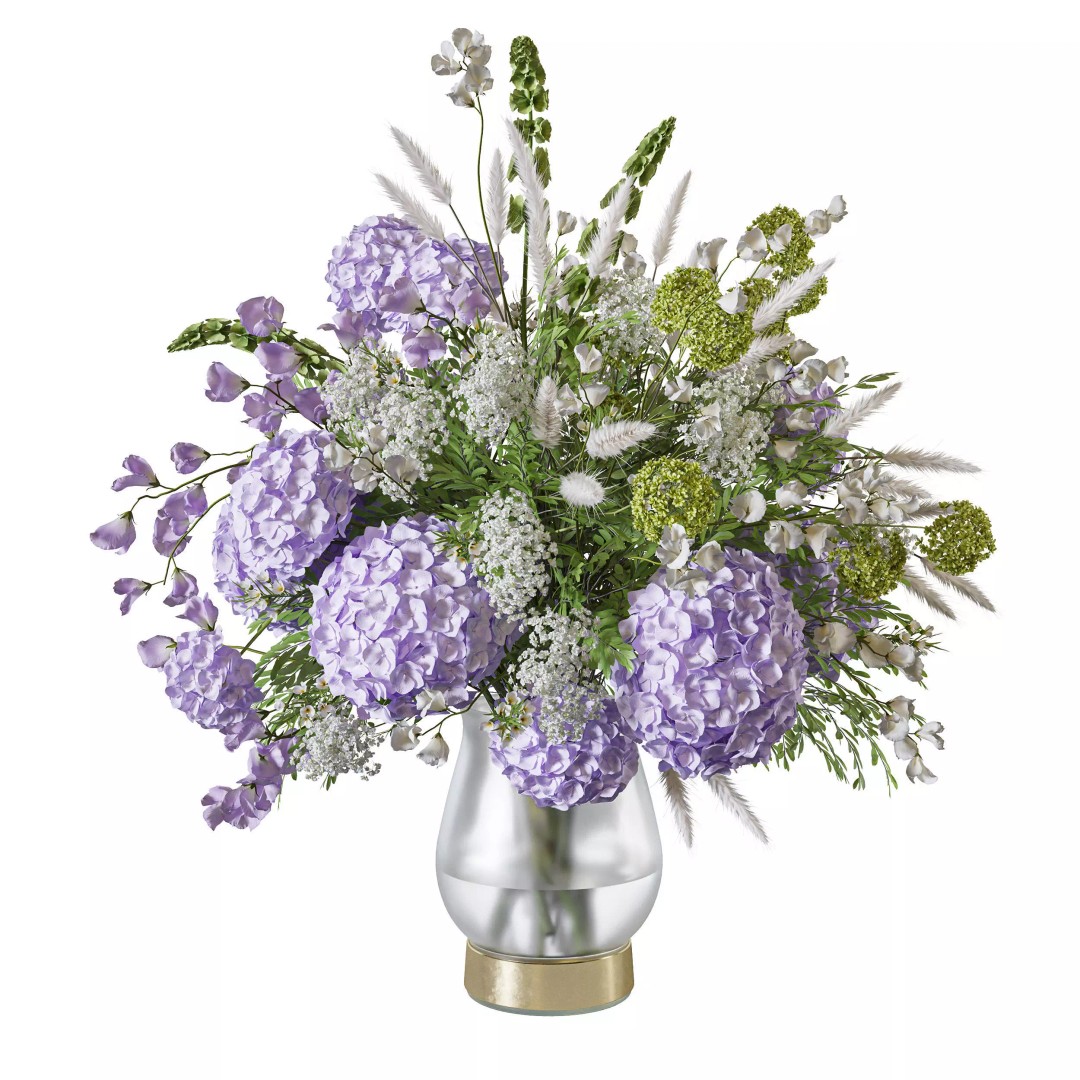 Lavender Mist Flower Set 133 3D Model – Garden Elegance, FBX, OBJ - View 4
