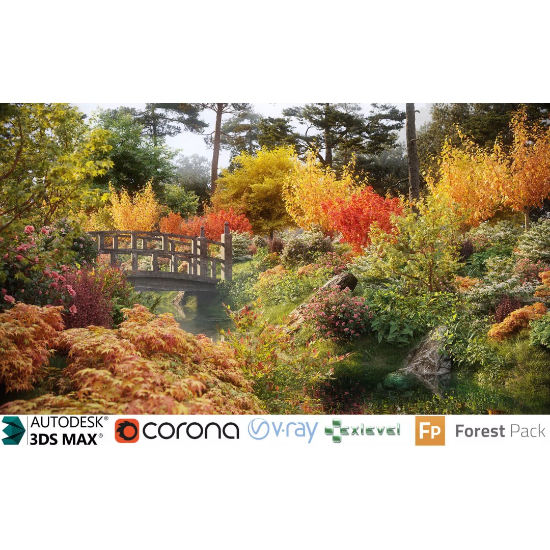 Japanese Plants 3D Model – High-Quality Bush Collection, FBX & GrowFX - View 3