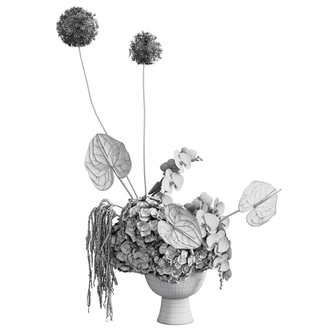 Flower In Vase 3D Model – High Poly Decorative Indoor Plant, OBJ, FBX