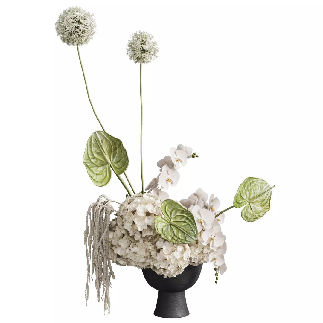 Flower In Vase 3D Model – High Poly Decorative Indoor Plant, OBJ, FBX - View 2