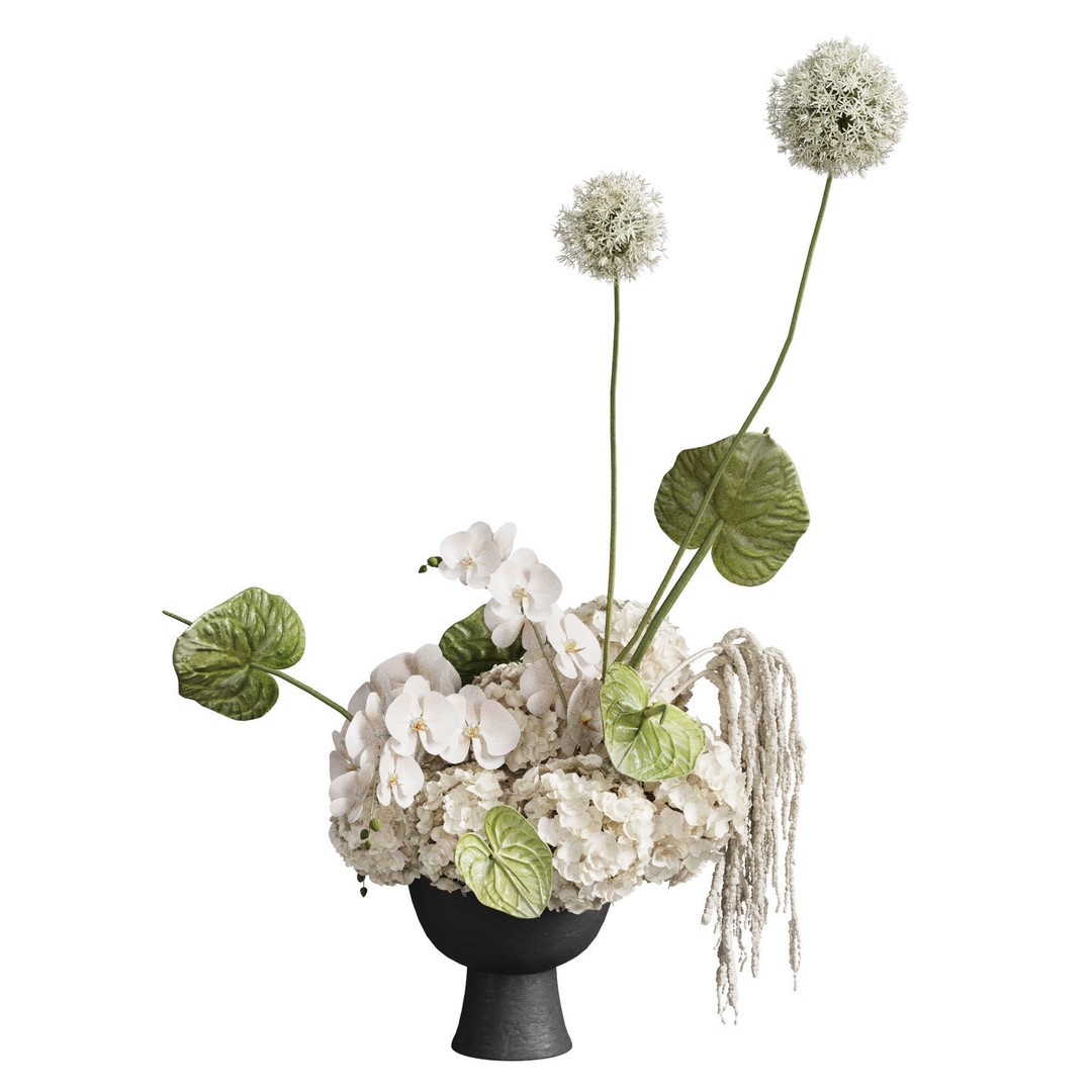 Flower In Vase 3D Model – High Poly Decorative Indoor Plant, OBJ, FBX - View 3