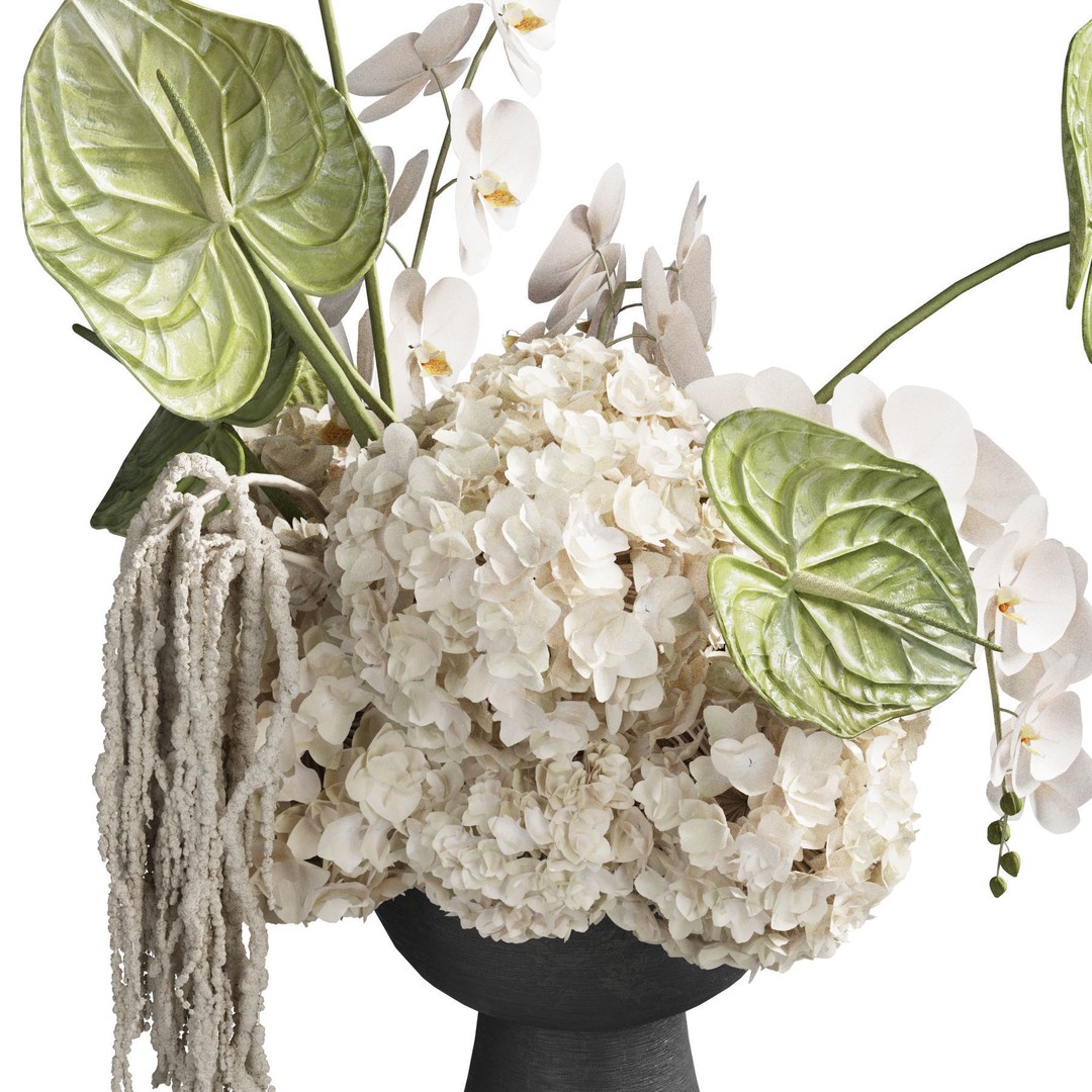Flower In Vase 3D Model – High Poly Decorative Indoor Plant, OBJ, FBX - View 4