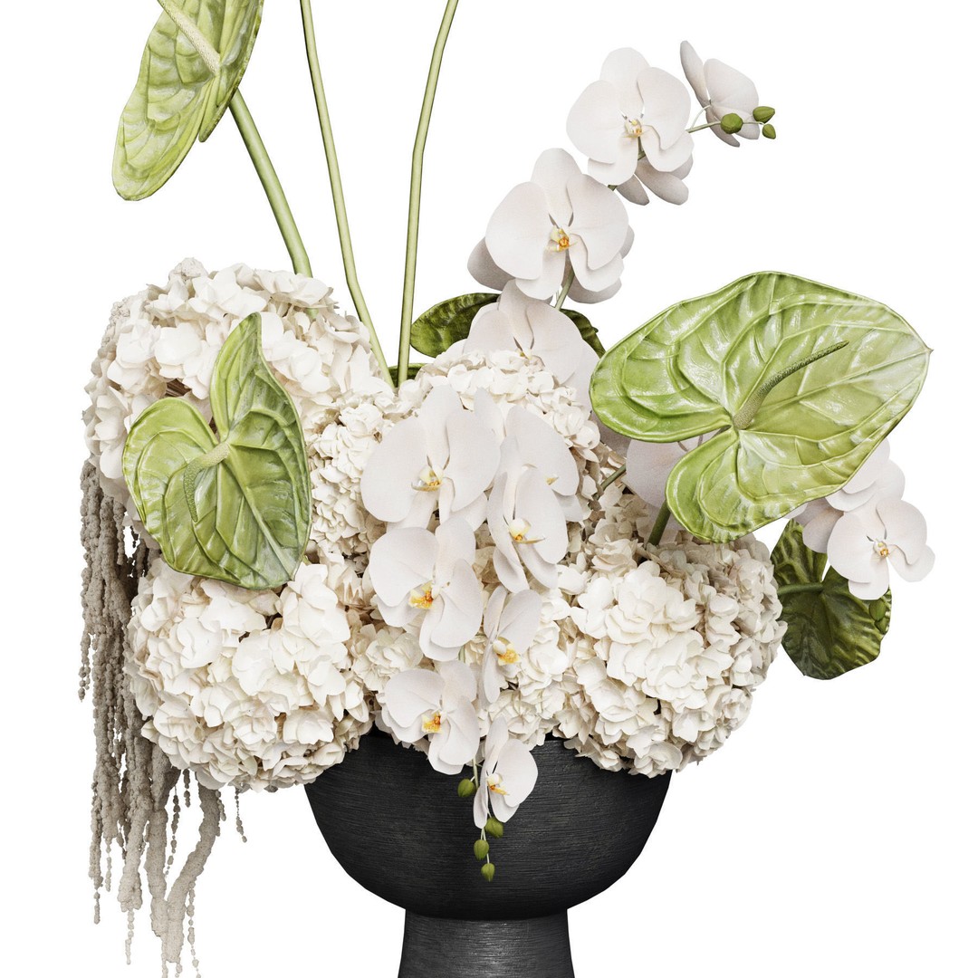 Flower In Vase 3D Model – High Poly Decorative Indoor Plant, OBJ, FBX - View 5