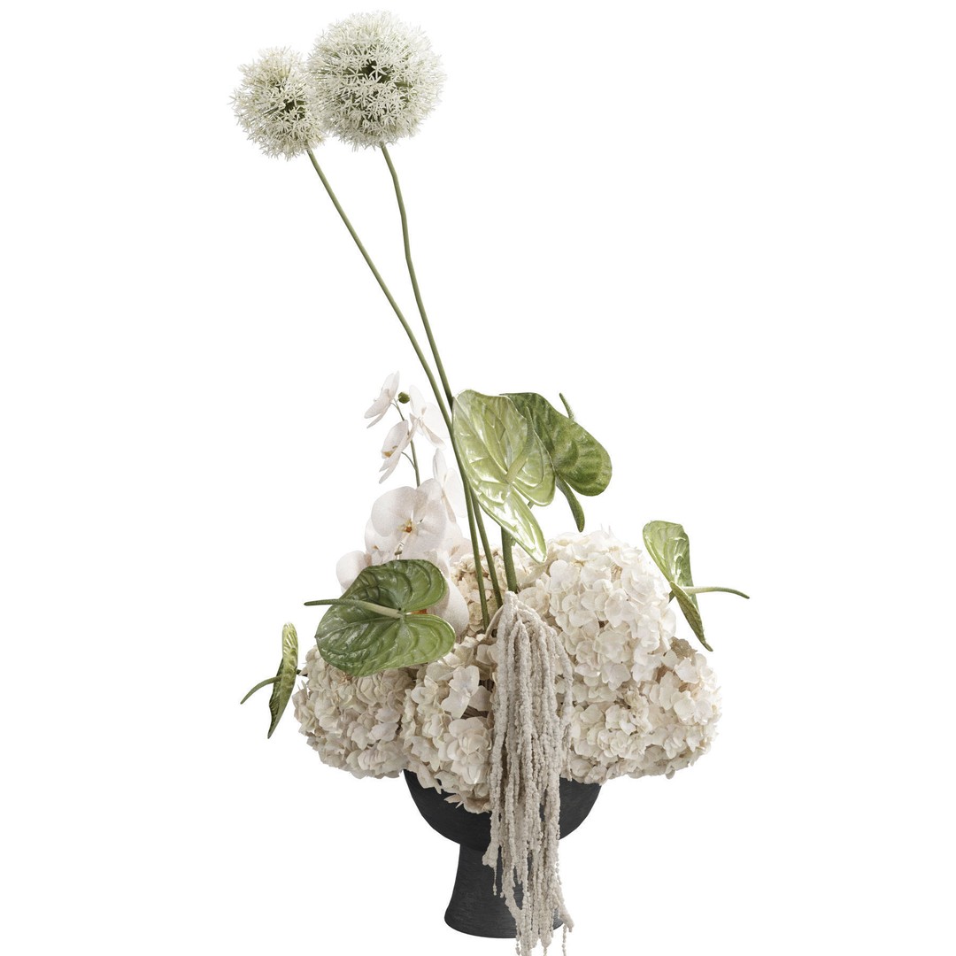 Flower In Vase 3D Model – High Poly Decorative Indoor Plant, OBJ, FBX - View 6