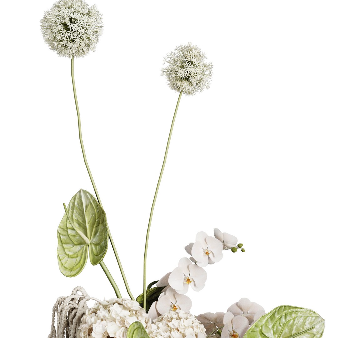 Flower In Vase 3D Model – High Poly Decorative Indoor Plant, OBJ, FBX - View 7