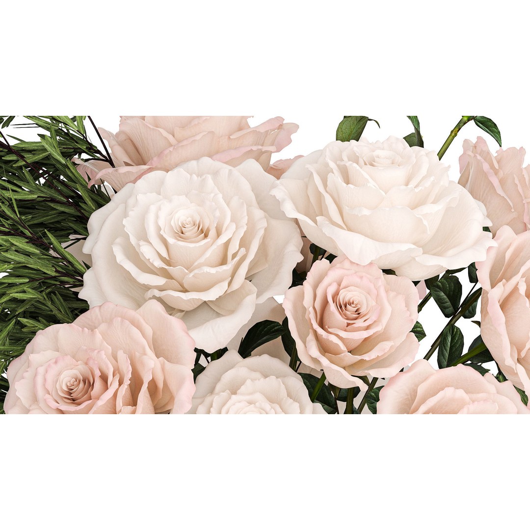 Small Bouquet of Pink and White Flowers 3D Model – Modern Glass Vase, FBX - View 7