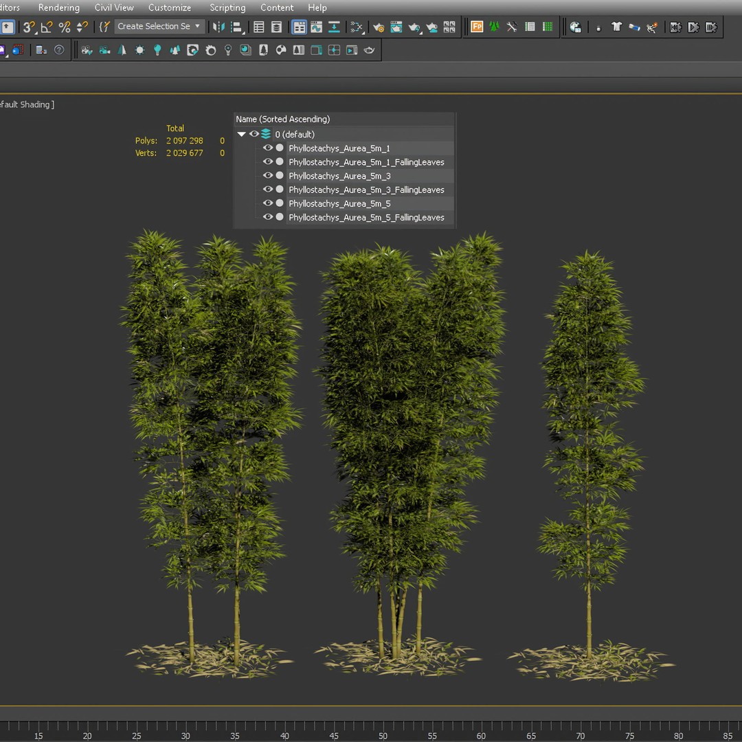 Bamboo Phyllostachys Aurea 3D Model – High Poly Plant Asset, FBX, OBJ - View 4