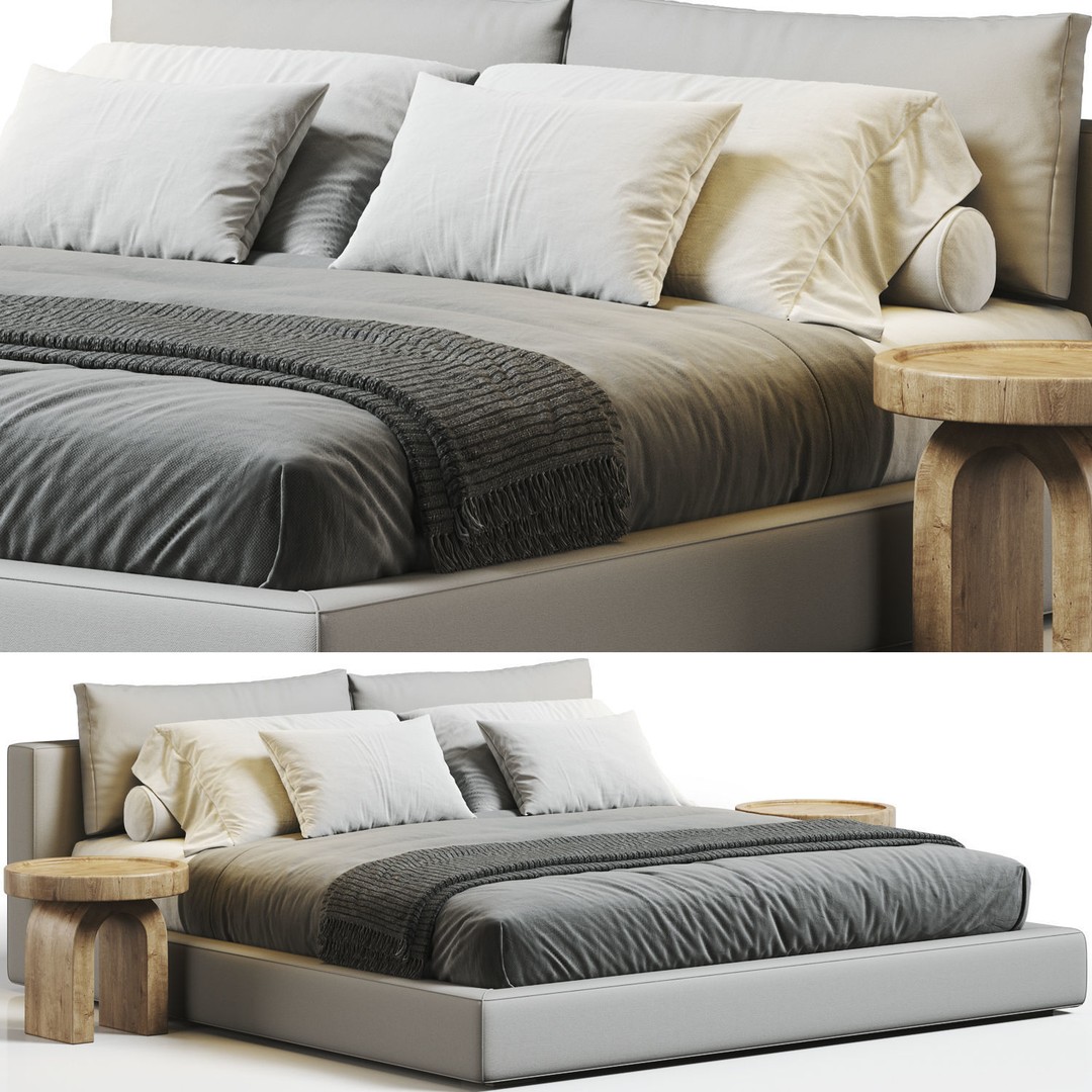 RH Cloud Platform Bed 3D Model – Modern Double Bed, V-Ray & Corona