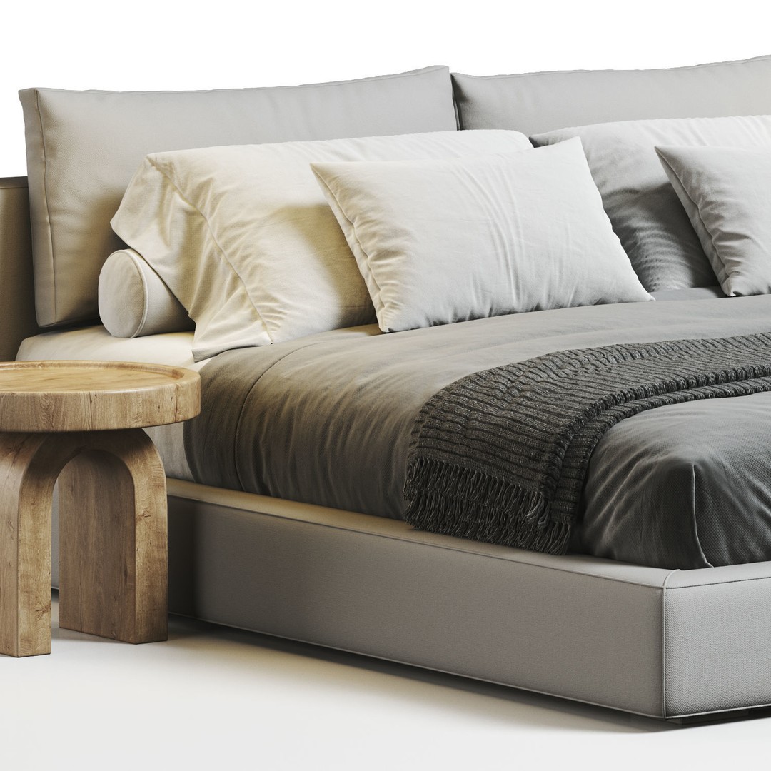 RH Cloud Platform Bed 3D Model – Modern Double Bed, V-Ray & Corona - View 8