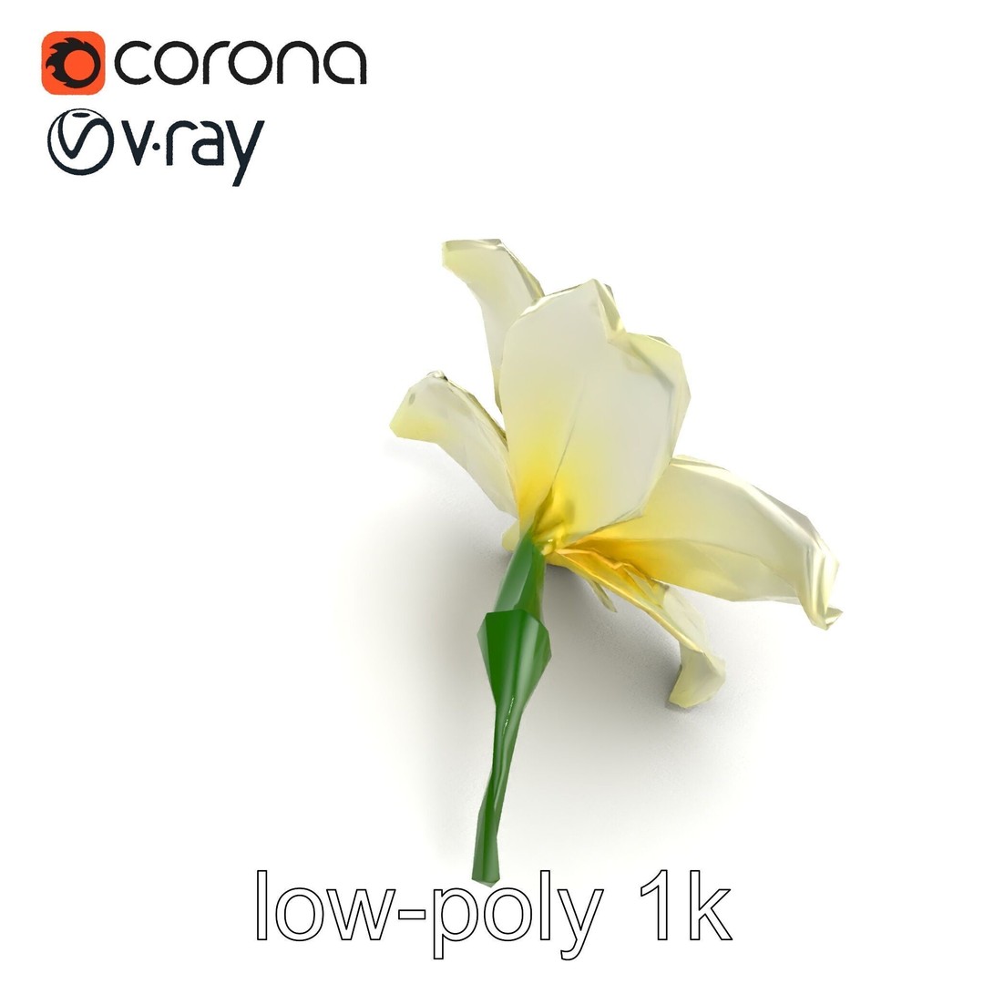 Freesia White Flower 3D Model – Realistic Low Poly Asset, FBX - View 14