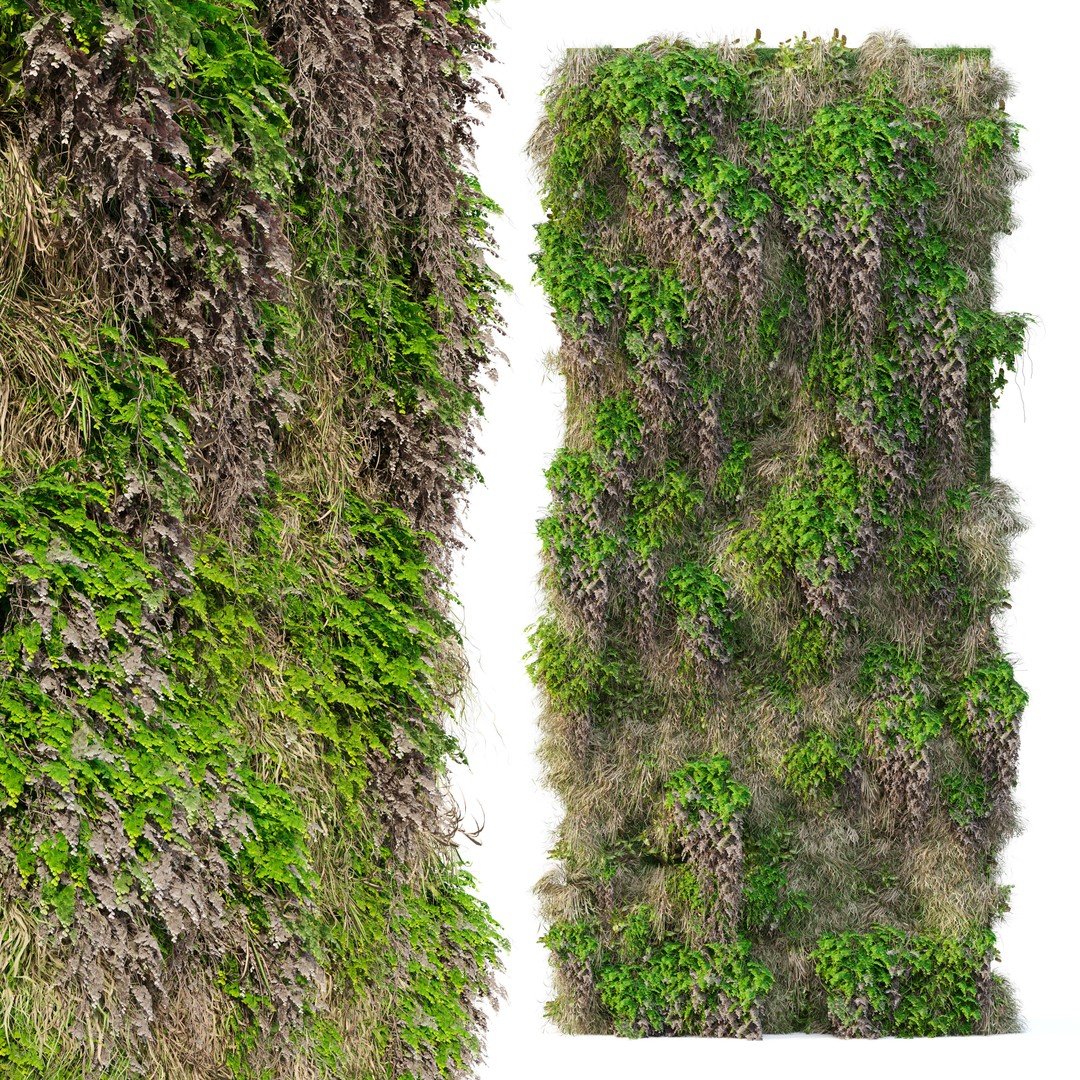 Green Wall 3D Model – Vertical Garden Asset with Textures - View 4