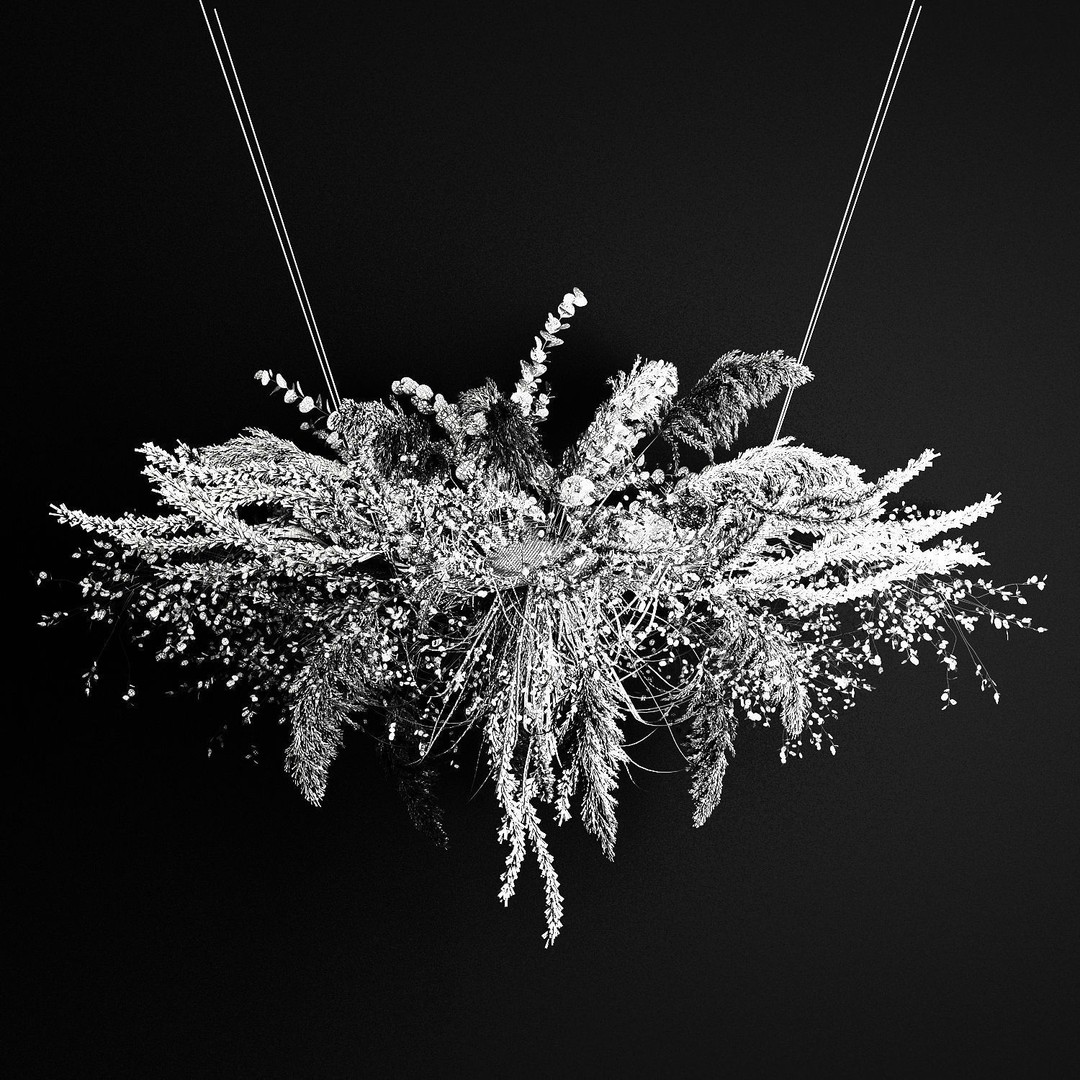 Hanging Dried Flowers Bouquet 3D Model – Pampas Grass Wedding Decor