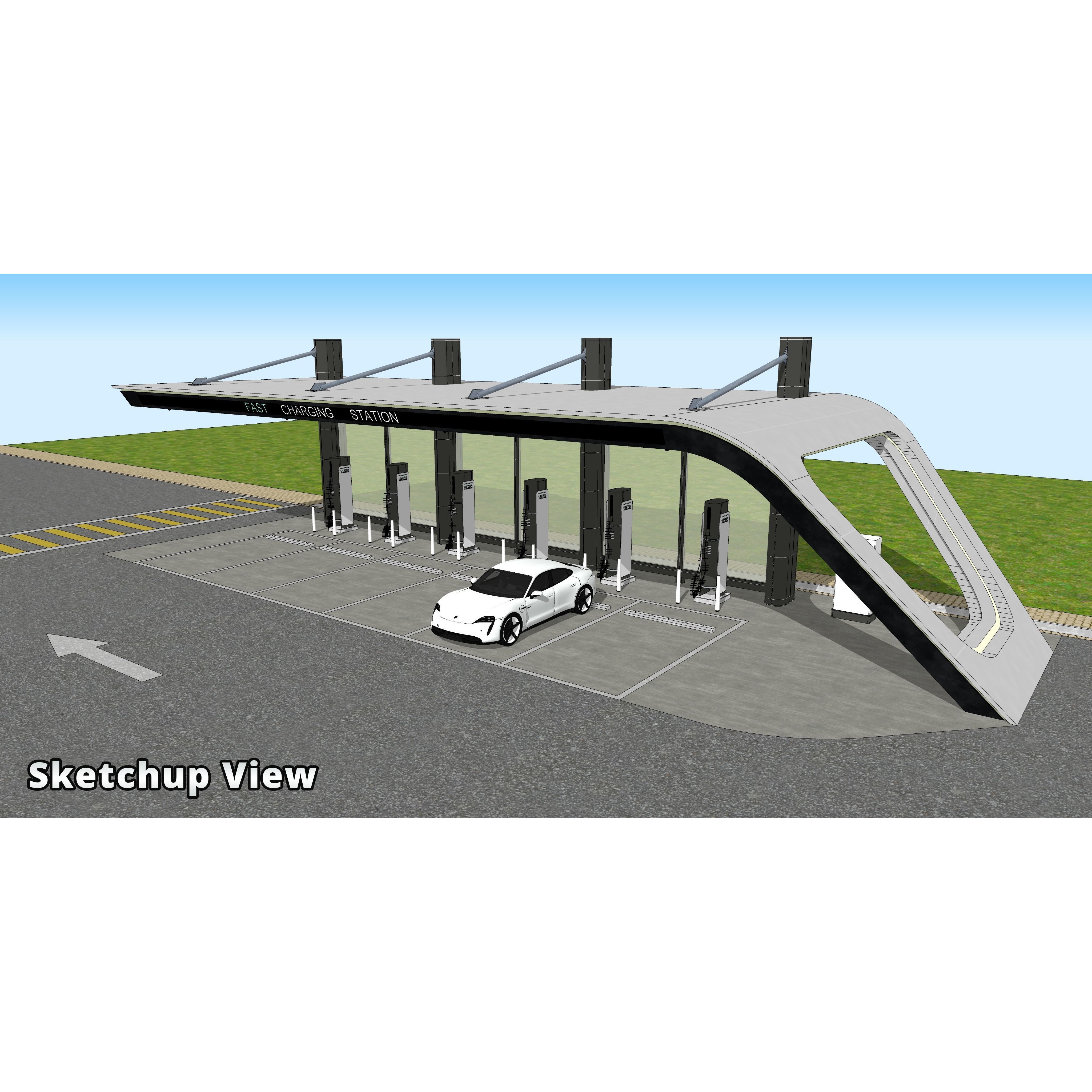 Electric Vehicle Charging Station - Game-Ready 3D Model