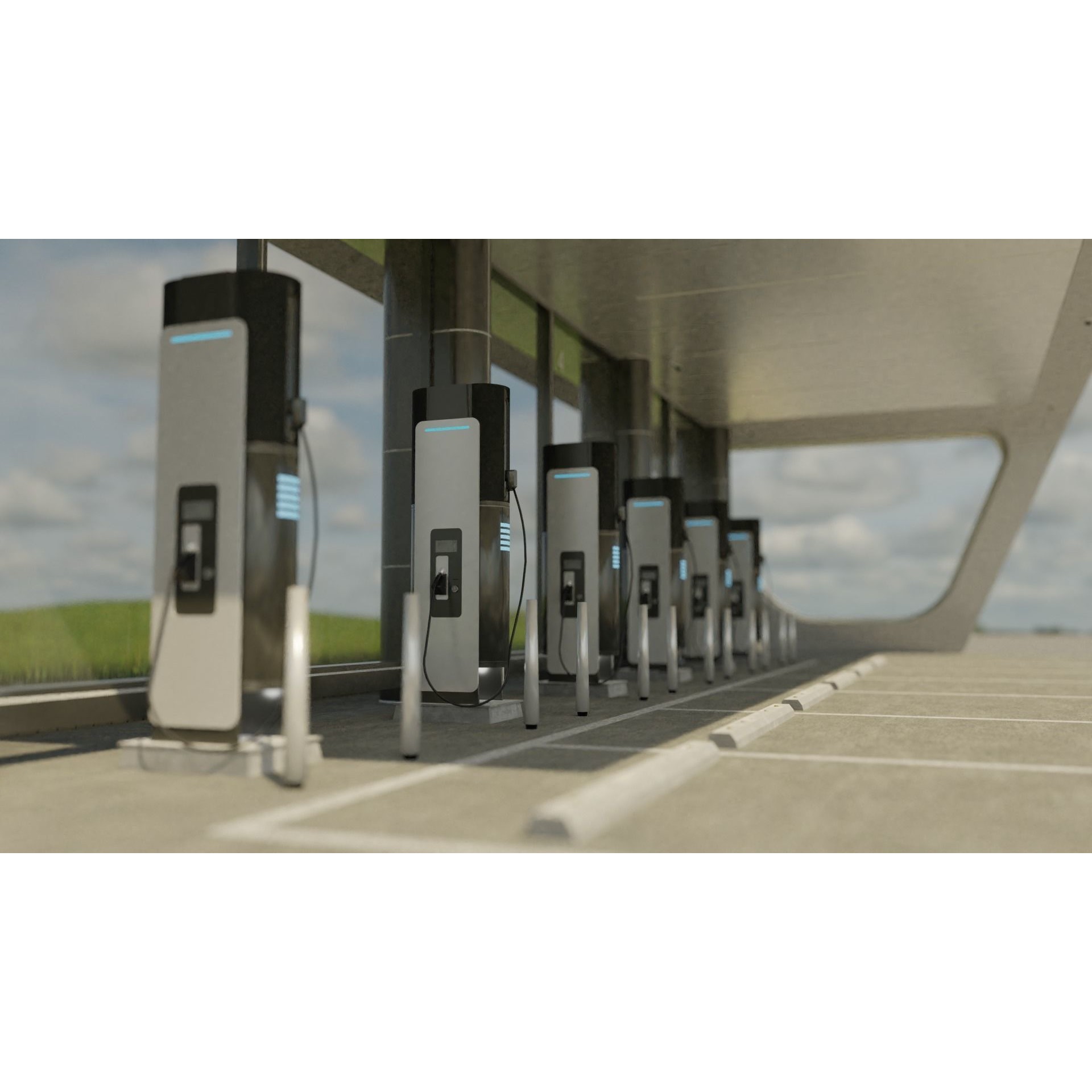 Electric Vehicle Charging Station - Game-Ready 3D Model - View 10