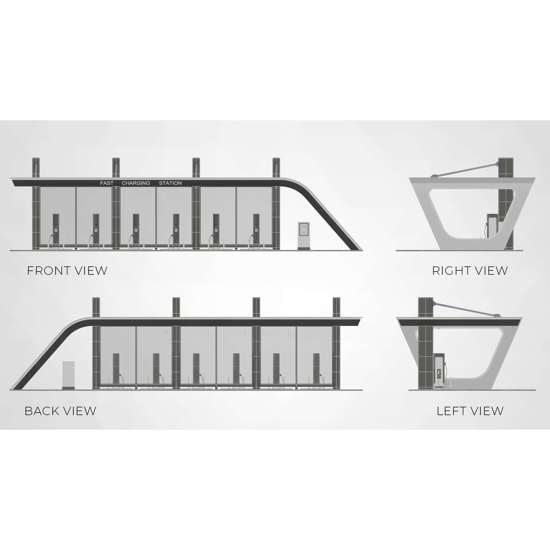 Electric Vehicle Charging Station - Game-Ready 3D Model - View 12
