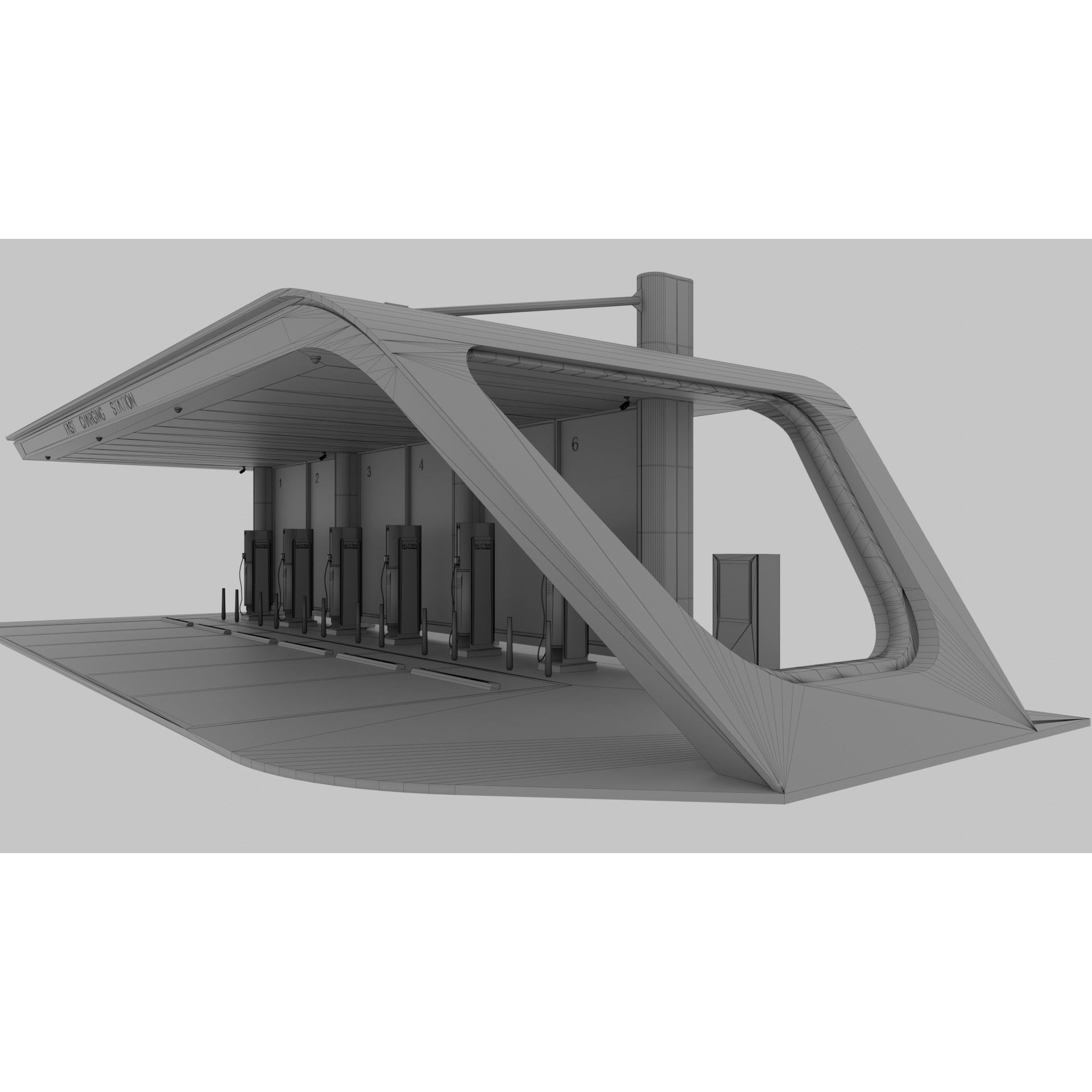 Electric Vehicle Charging Station - Game-Ready 3D Model - View 14