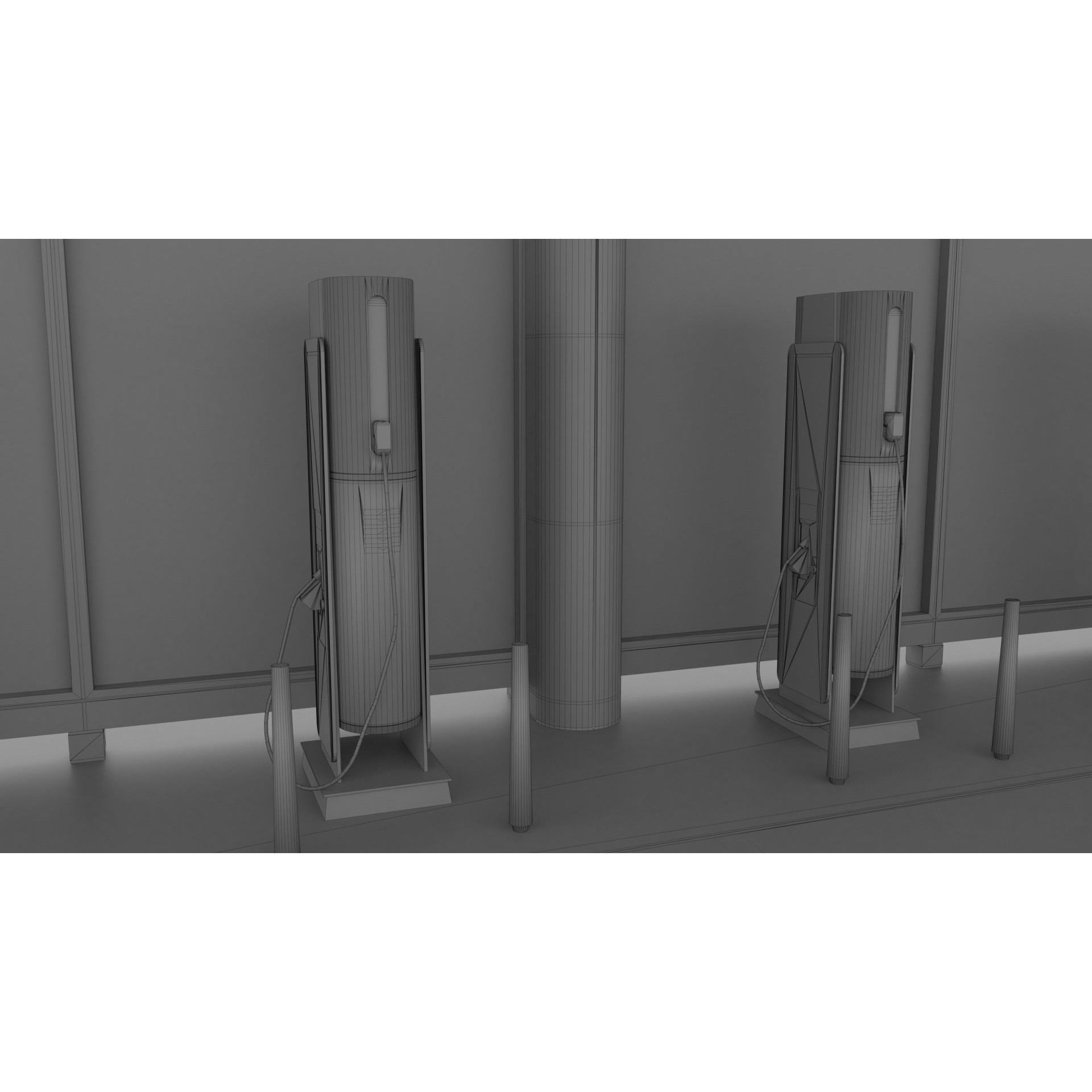 Electric Vehicle Charging Station - Game-Ready 3D Model - View 15