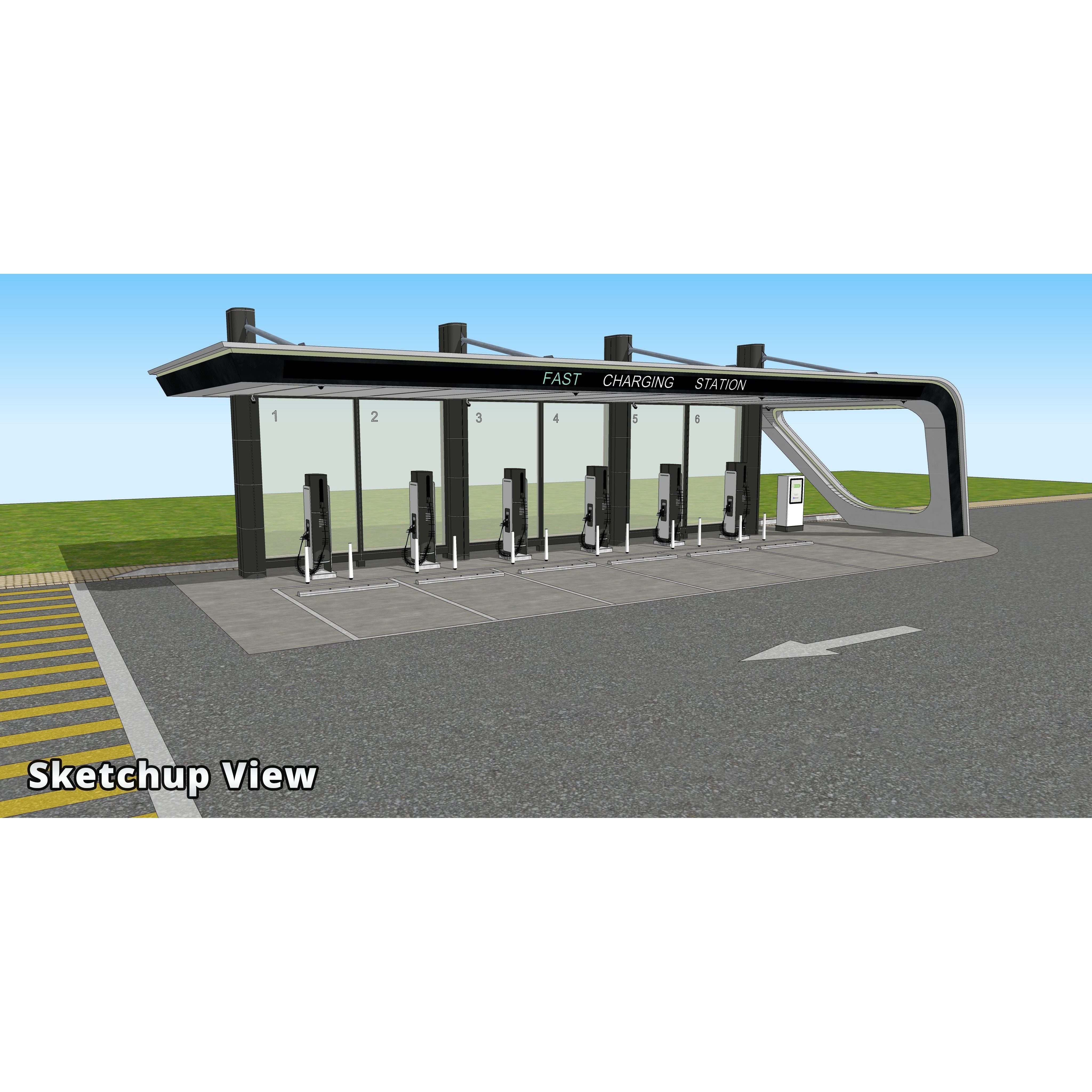 Electric Vehicle Charging Station - Game-Ready 3D Model - View 18