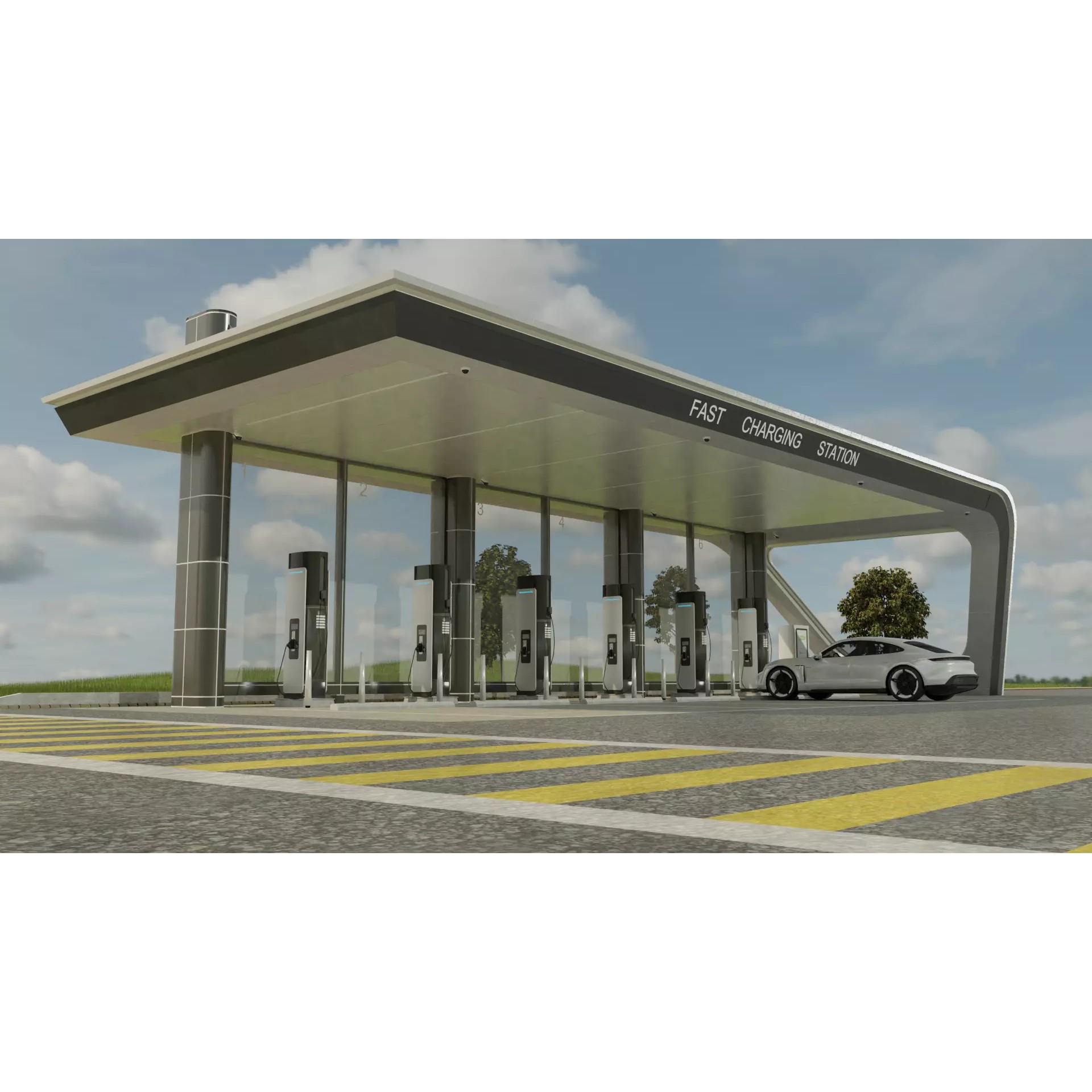 Electric Vehicle Charging Station - Game-Ready 3D Model - View 2