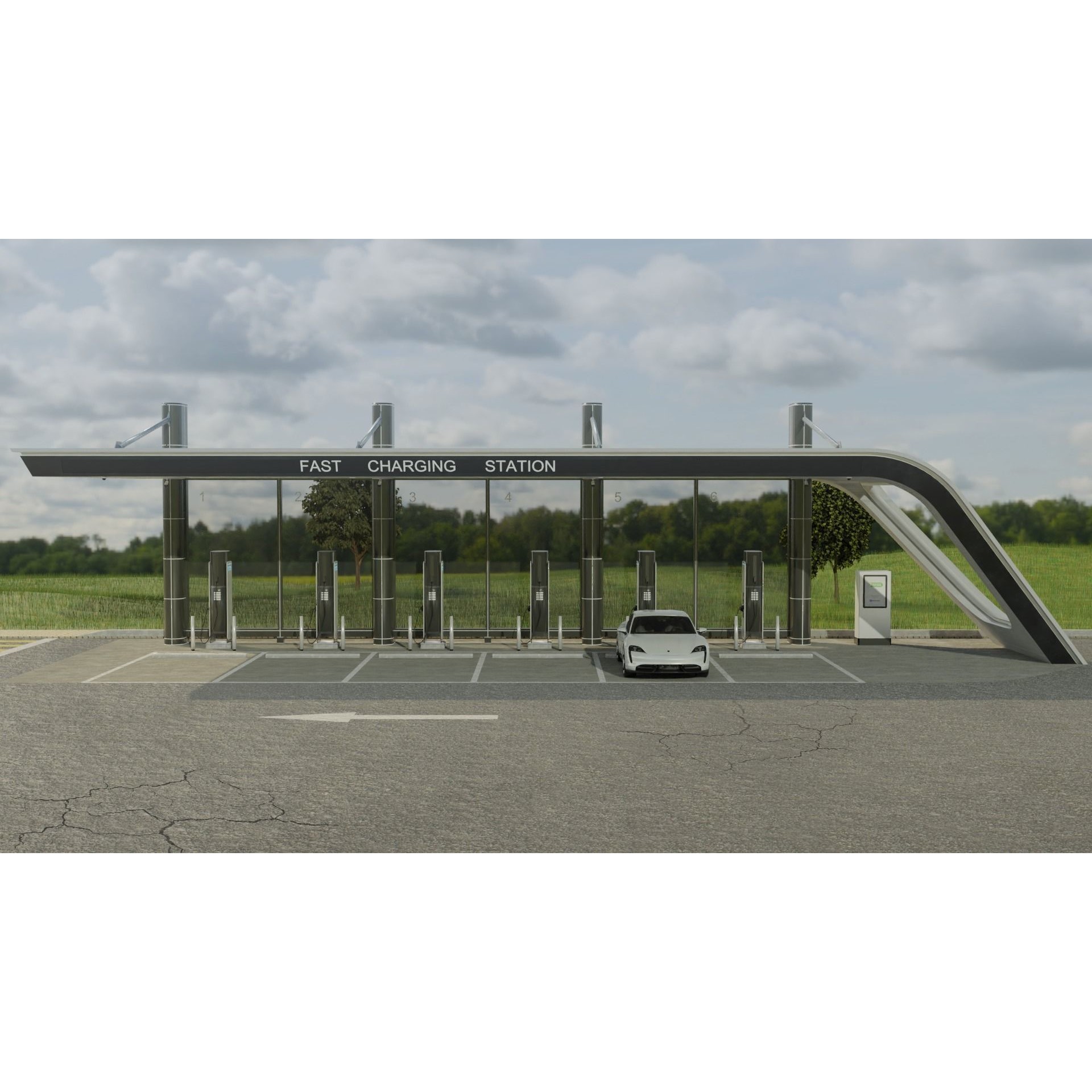 Electric Vehicle Charging Station - Game-Ready 3D Model - View 5