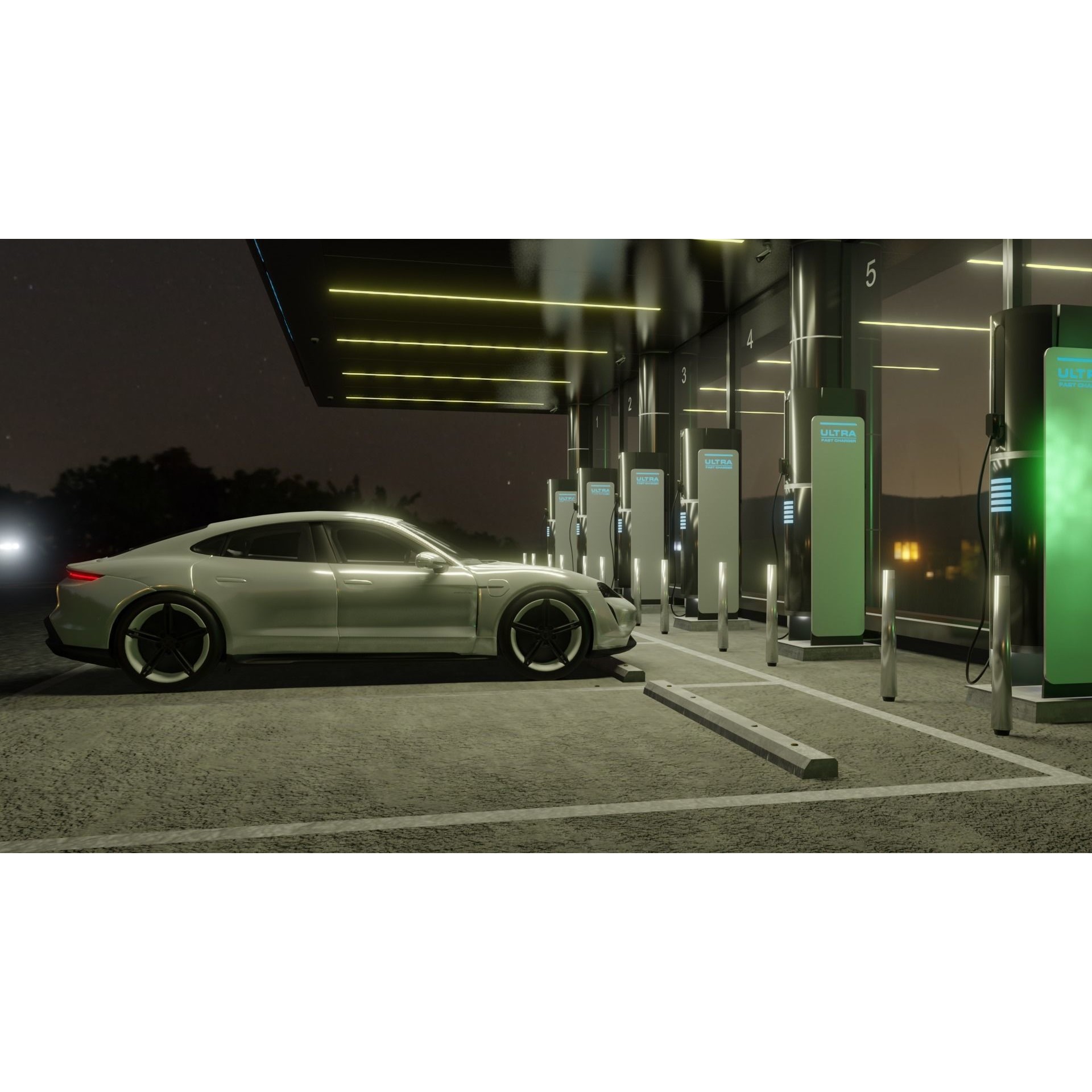 Electric Vehicle Charging Station - Game-Ready 3D Model - View 7