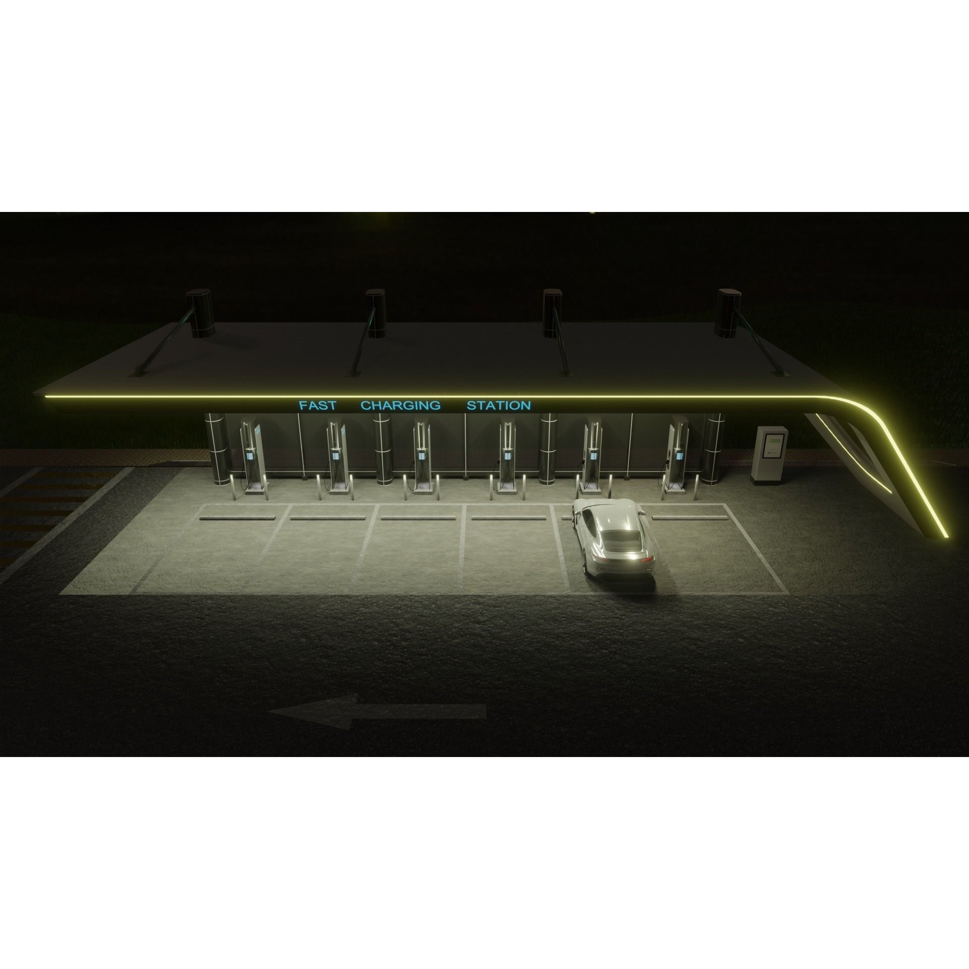 Electric Vehicle Charging Station - Game-Ready 3D Model - View 9