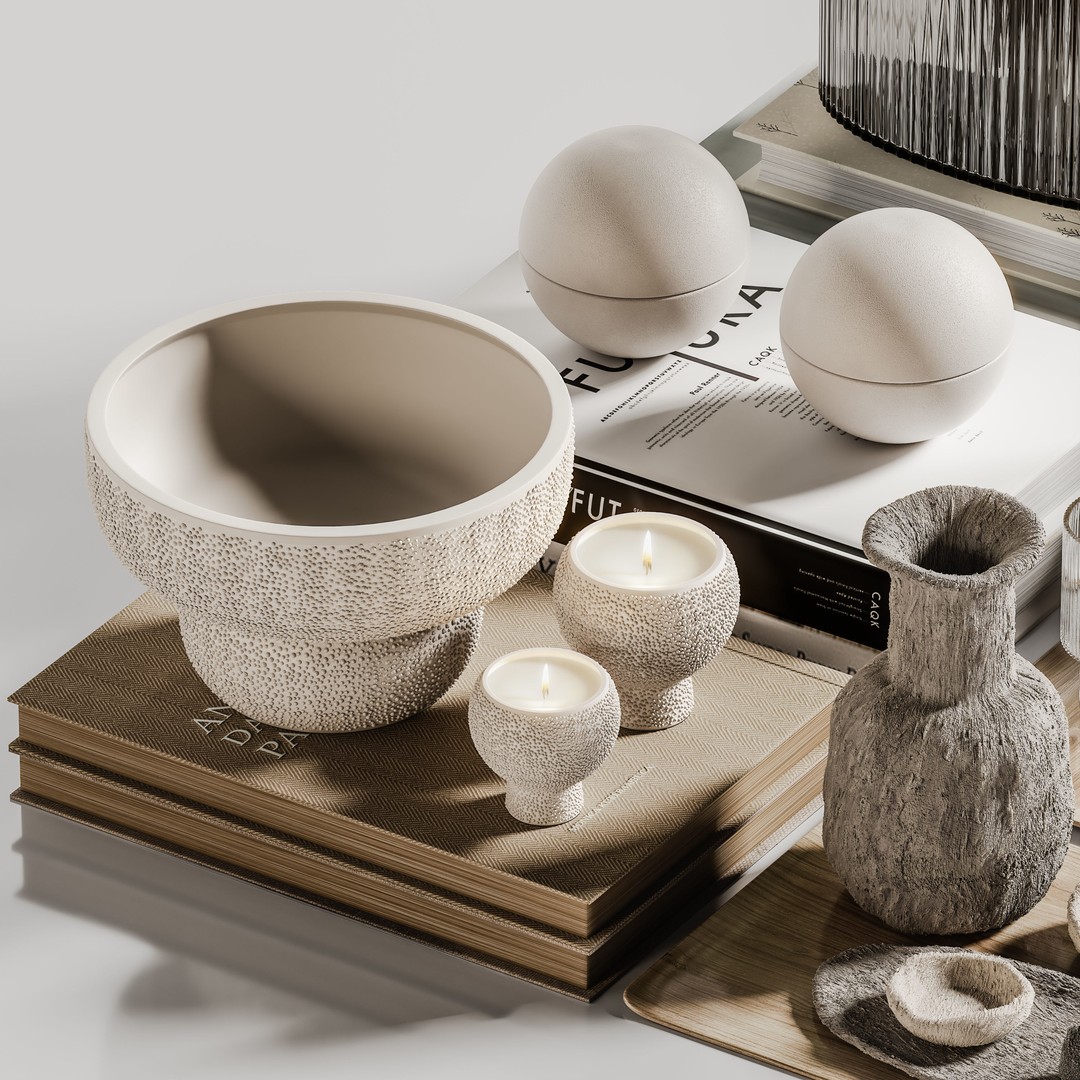 Decorative Set 3D Model – Contemporary Interior Decor, PBR Textures - View 5