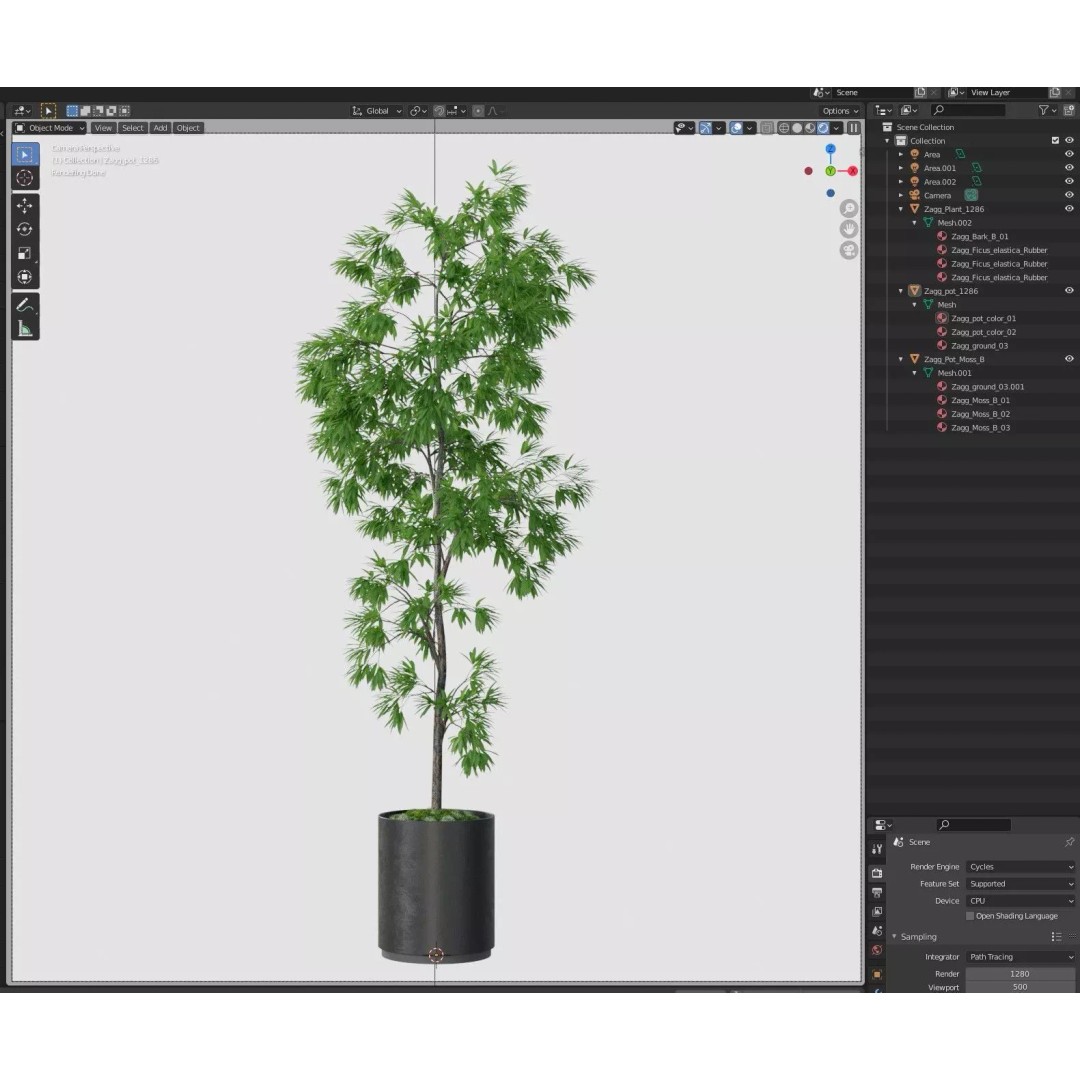 Plant 1286 3D Model – High-Quality Pot Plant for Archviz and Landscaping - View 8