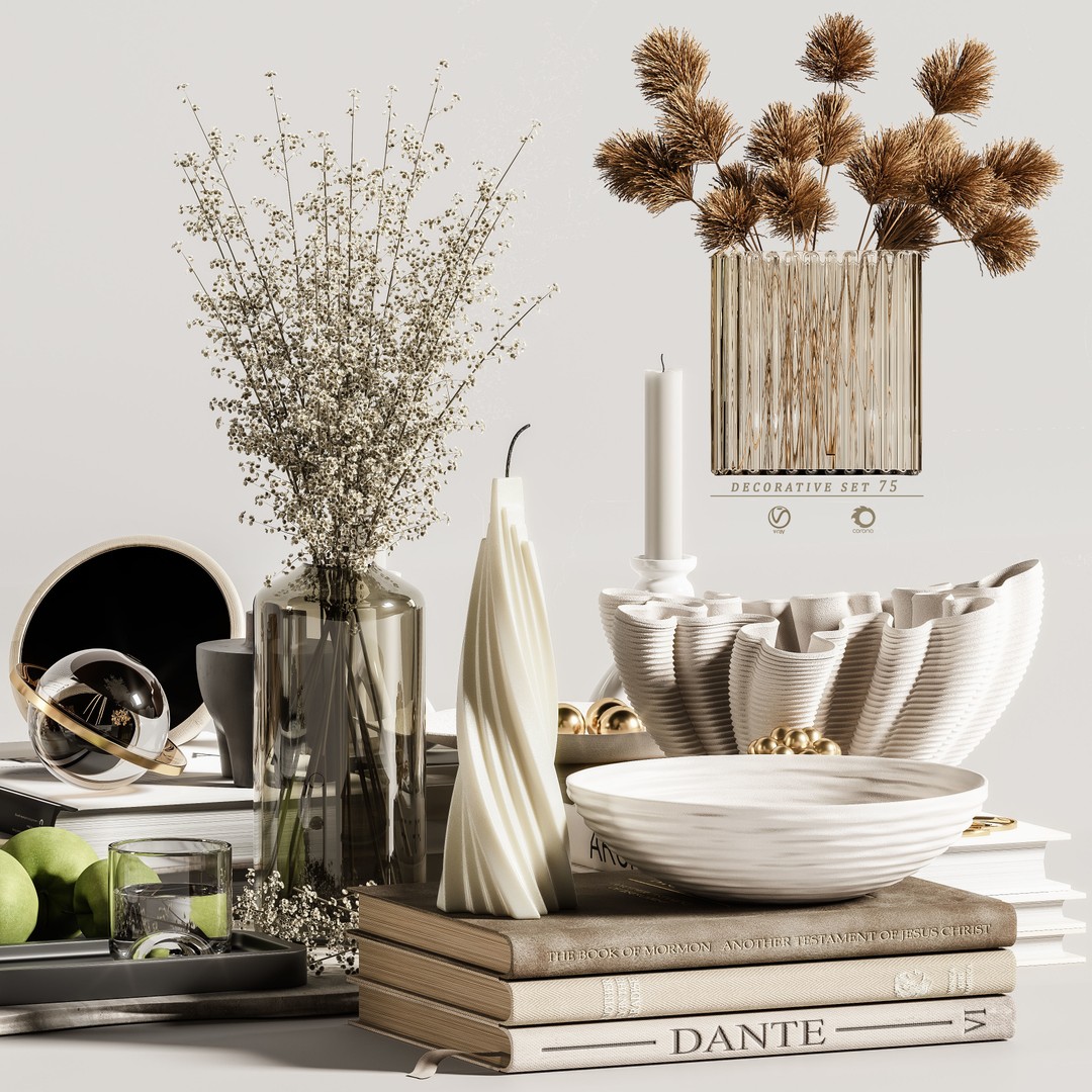 Decorative Set 3D Model – Contemporary Home Decor, OBJ, FBX - View 6