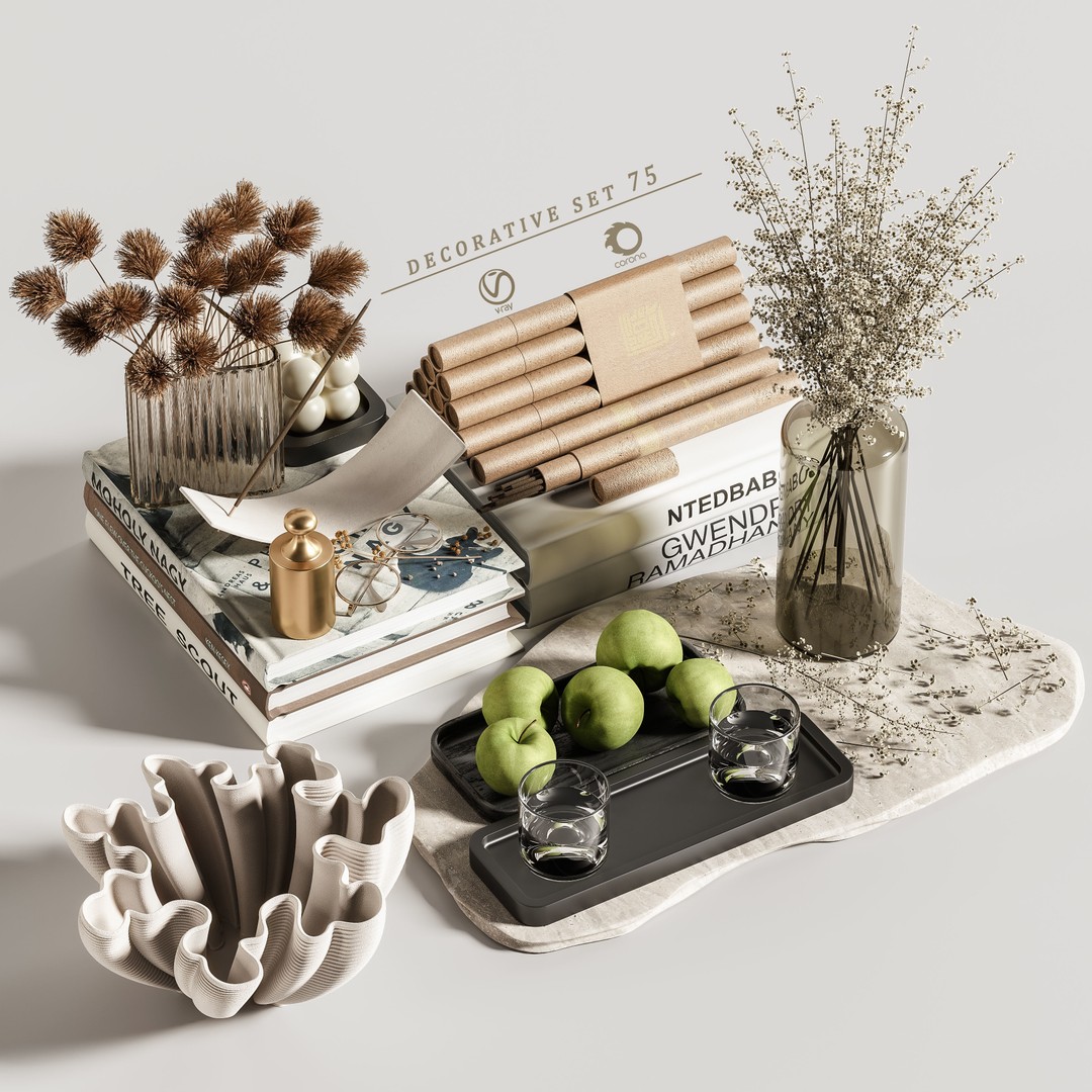 Decorative Set 3D Model – Contemporary Home Decor, OBJ, FBX - View 7