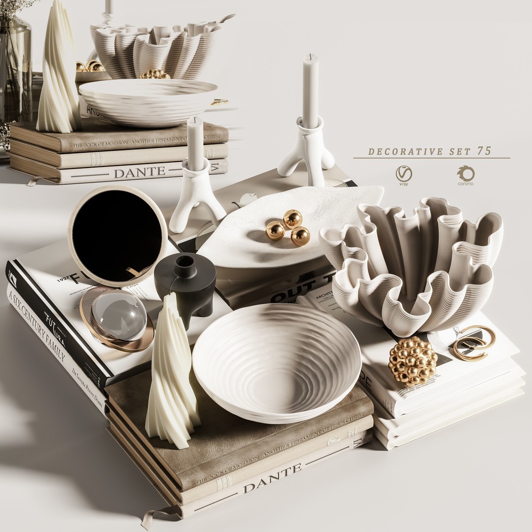 Decorative Set 3D Model – Contemporary Home Decor, OBJ, FBX - View 8