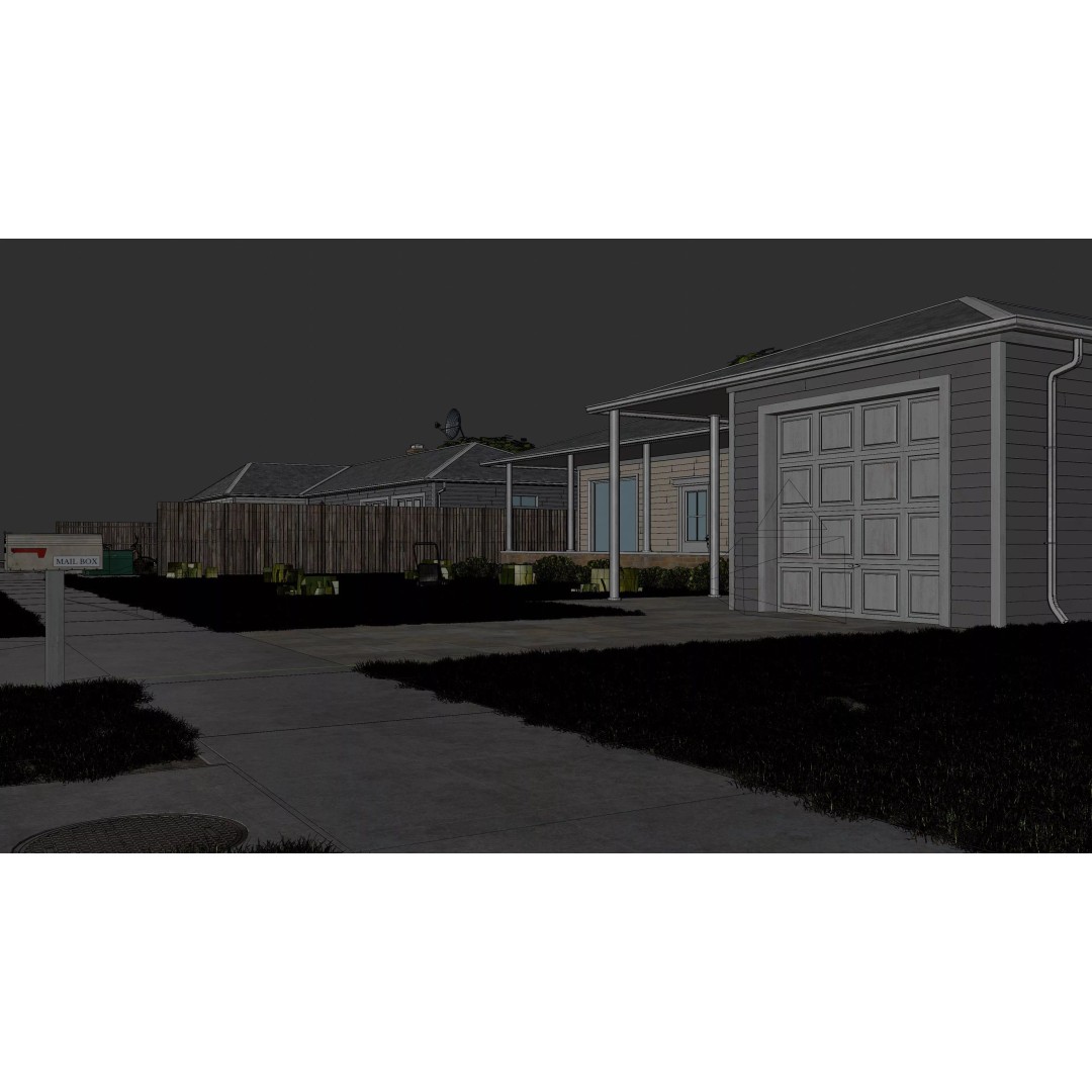 Modern House 3D Model – Classic Exterior Scene with PBR Textures