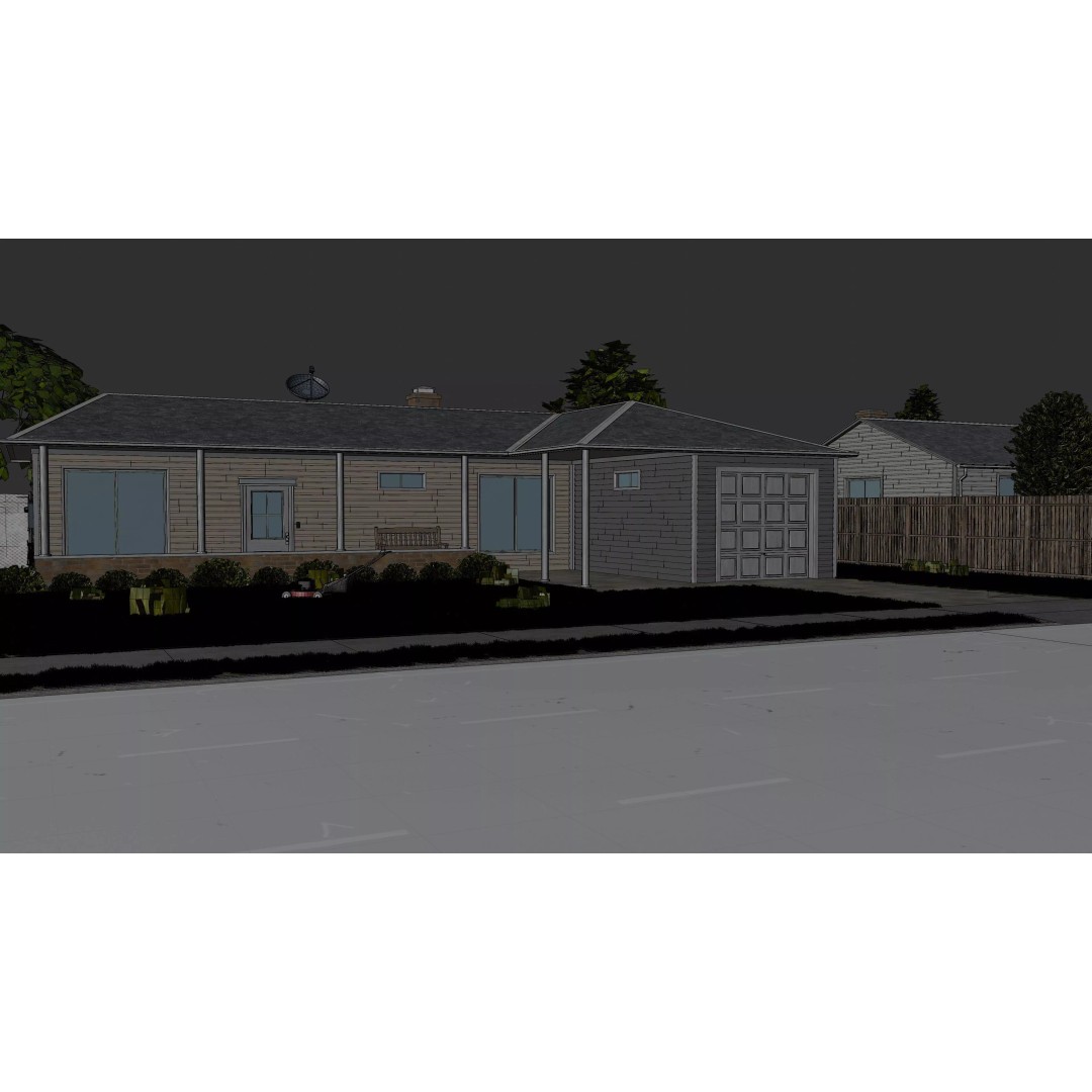 Modern House 3D Model – Classic Exterior Scene with PBR Textures - View 12